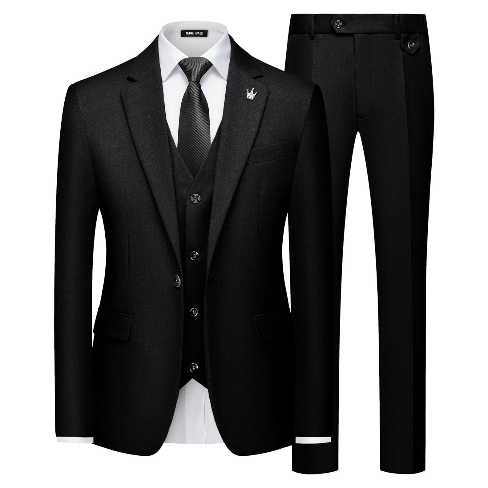 Traje de Hombre Ajustado 3 Piezas MAGE MALE Negro
