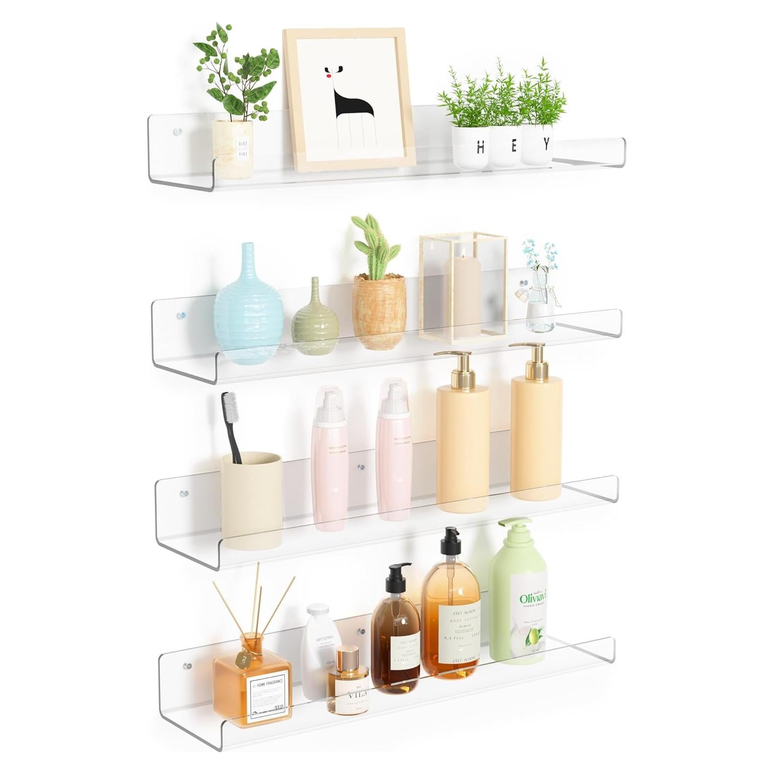 Estantes Flotantes Acrílicos Upsimples 4 Piezas 38.1x10.2 cm