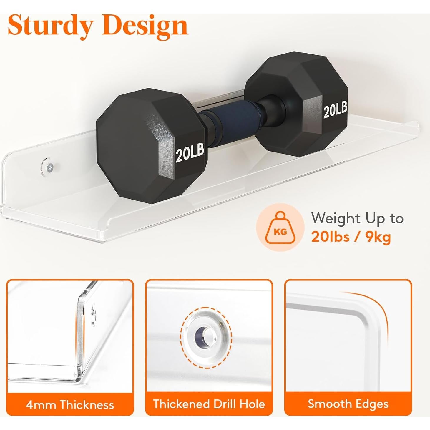 Estantes Flotantes Lifewit 6 Piezas Acrílico Transparente 38 cm