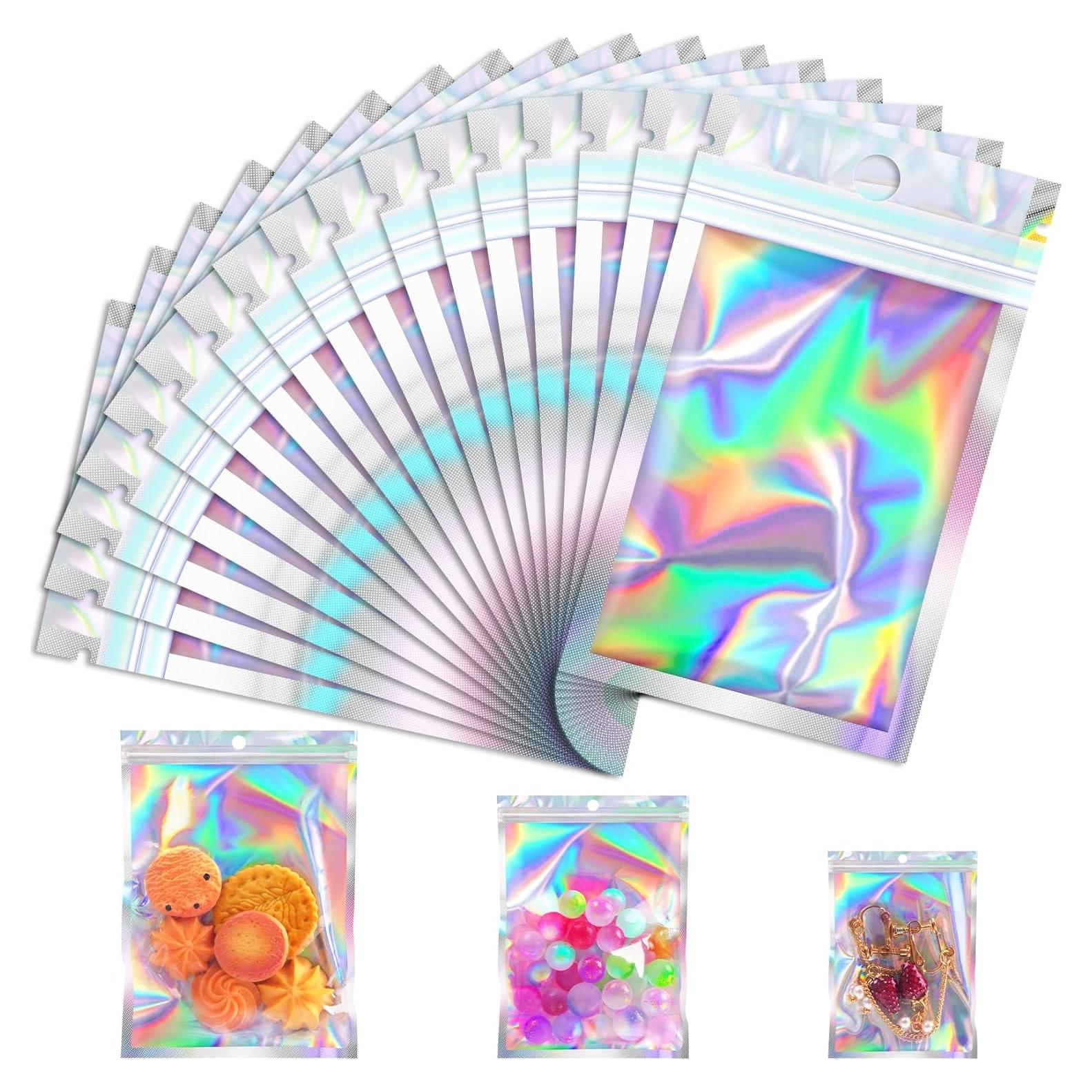 100 Bolsas Mylar Holográficas Reutilizables 6.1x9.9cm Jetmore
