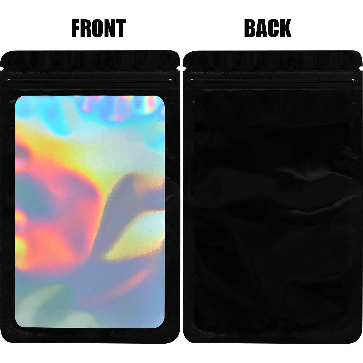 Paquete de 100 bolsas Mylar resellables EONJOE 7.62x7.62 cm negro