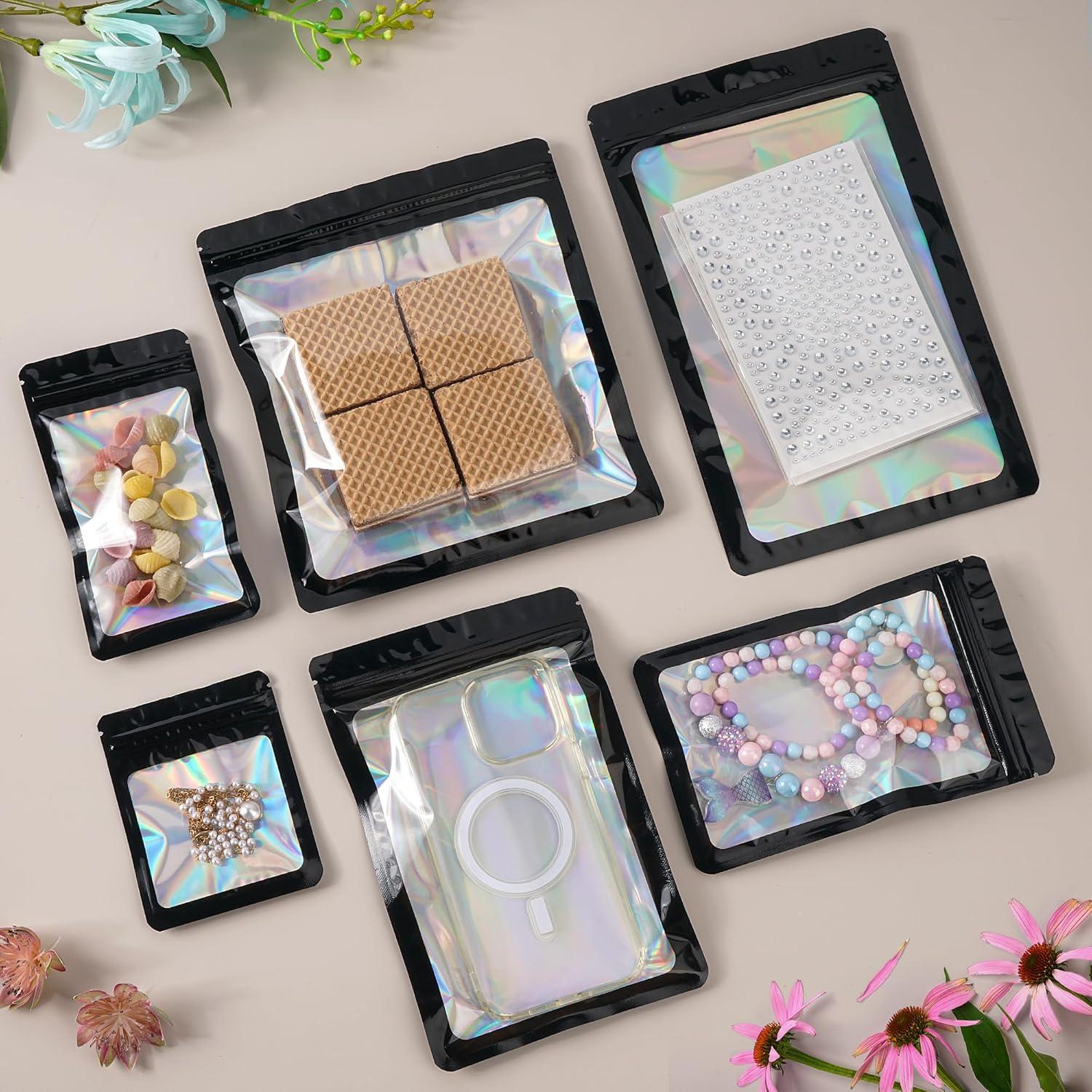 Paquete de 100 bolsas Mylar resellables EONJOE 7.62x7.62 cm negro