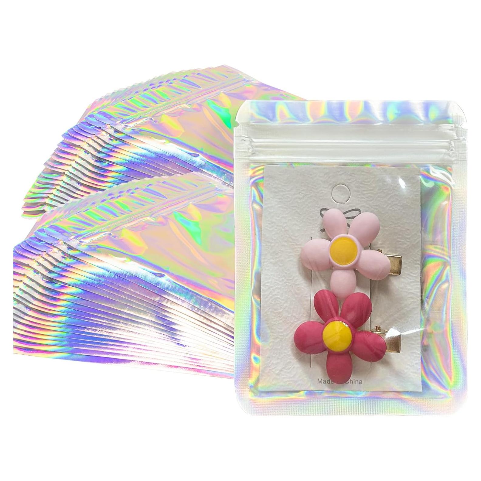 Holographic Bags 100pcs Mylar Bags 3x4 inches Resealable Bag with Party Favor Bag Coffee Storage for Small Business