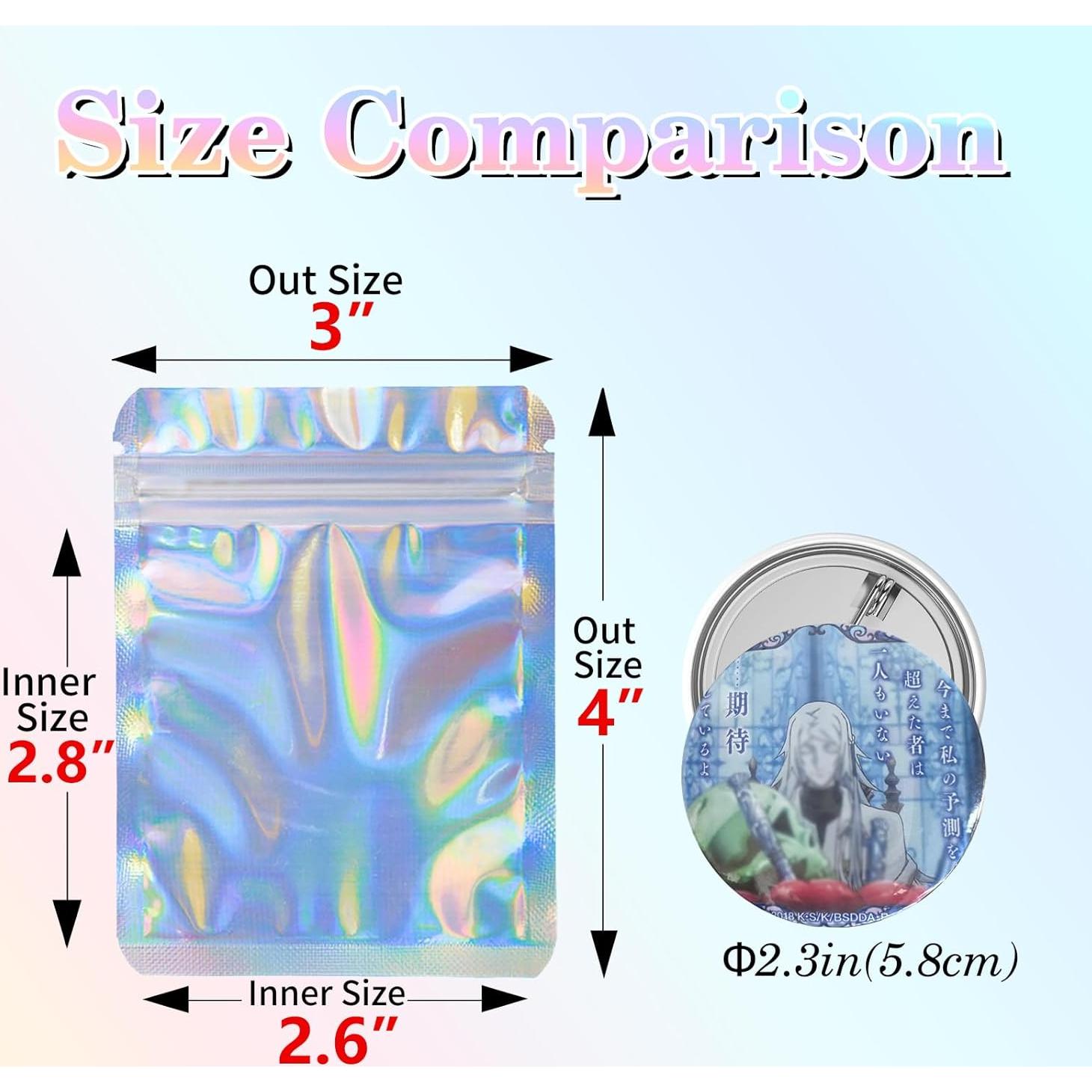 Holographic Bags 100pcs Mylar Bags 3x4 inches Resealable Bag with Party Favor Bag Coffee Storage for Small Business