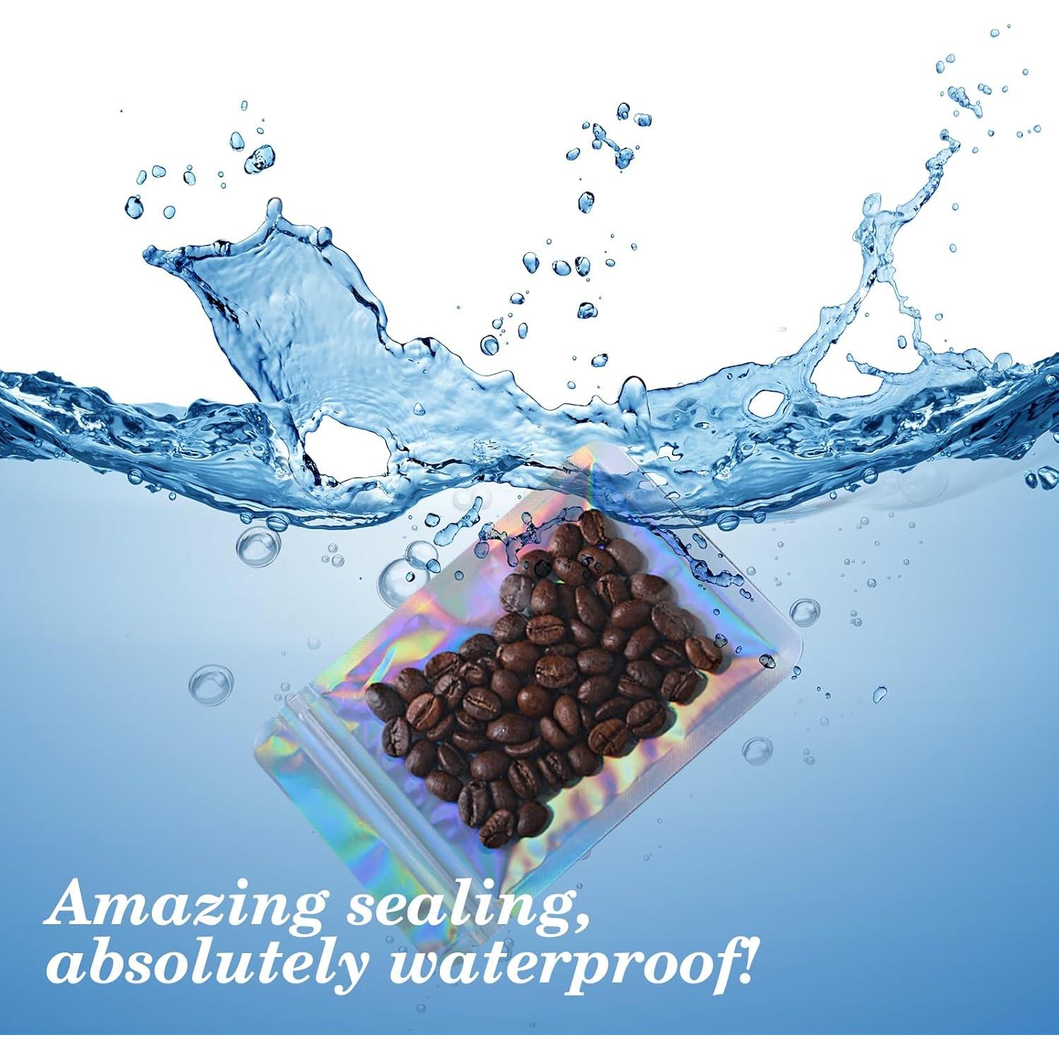 Holographic Bags 100pcs Mylar Bags 3x4 inches Resealable Bag with Party Favor Bag Coffee Storage for Small Business