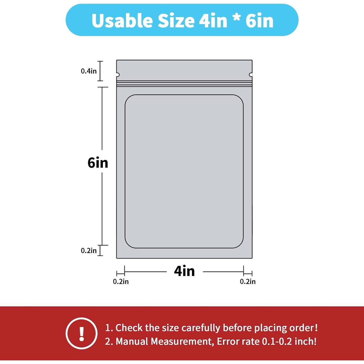 Paquete de 100 bolsas Mylar holográficas resellables 10x15 cm