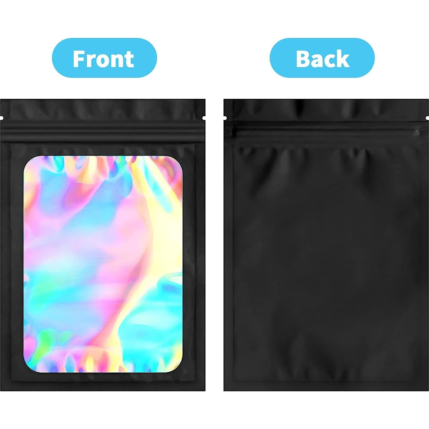 Paquete de 100 bolsas Mylar holográficas resellables 10x15 cm