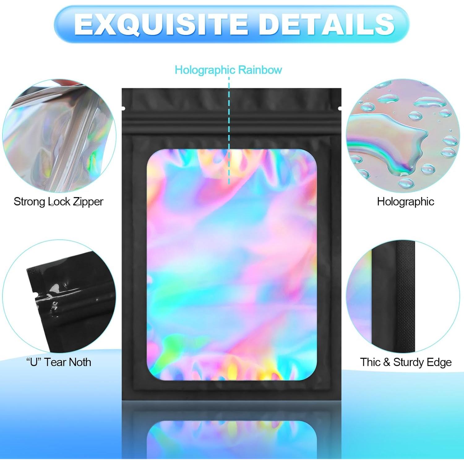 100 Bolsas Mylar Reutilizables a Prueba de Olores NKLEI 10x15 cm