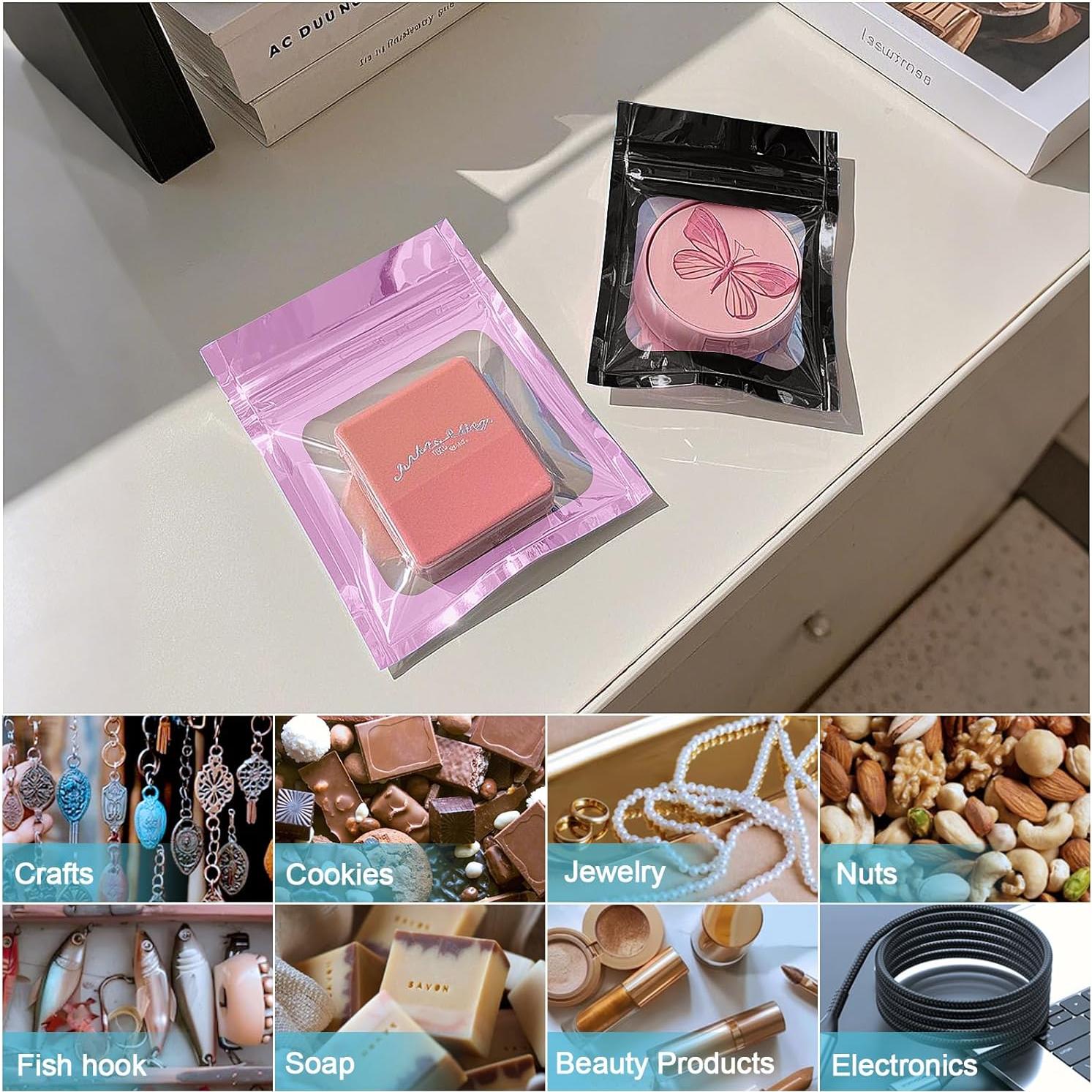 100 Bolsas Mylar Reutilizables a Prueba de Olores NKLEI 10x15 cm