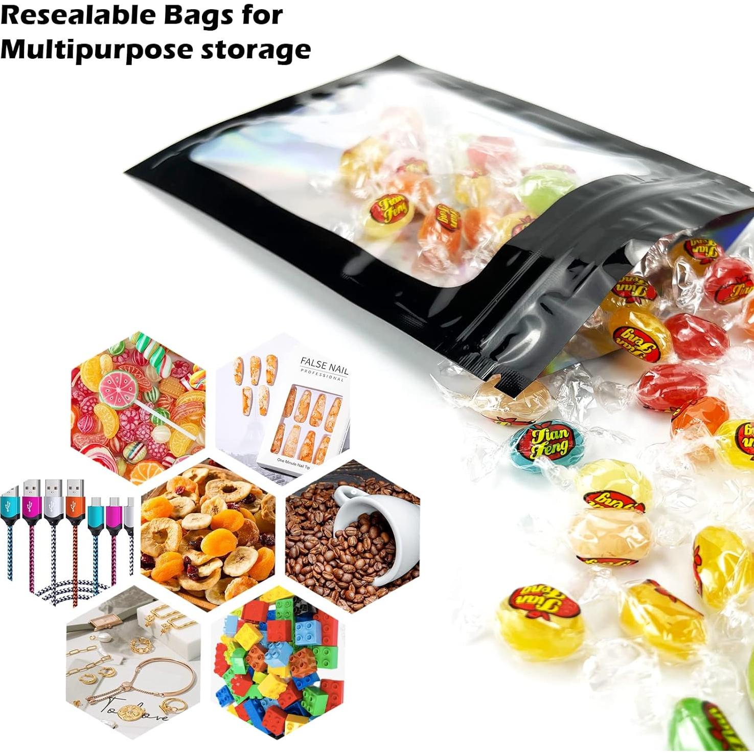 300 Bolsas Holográficas Mylar Arsmat, 3 Tamaños Reutilizables