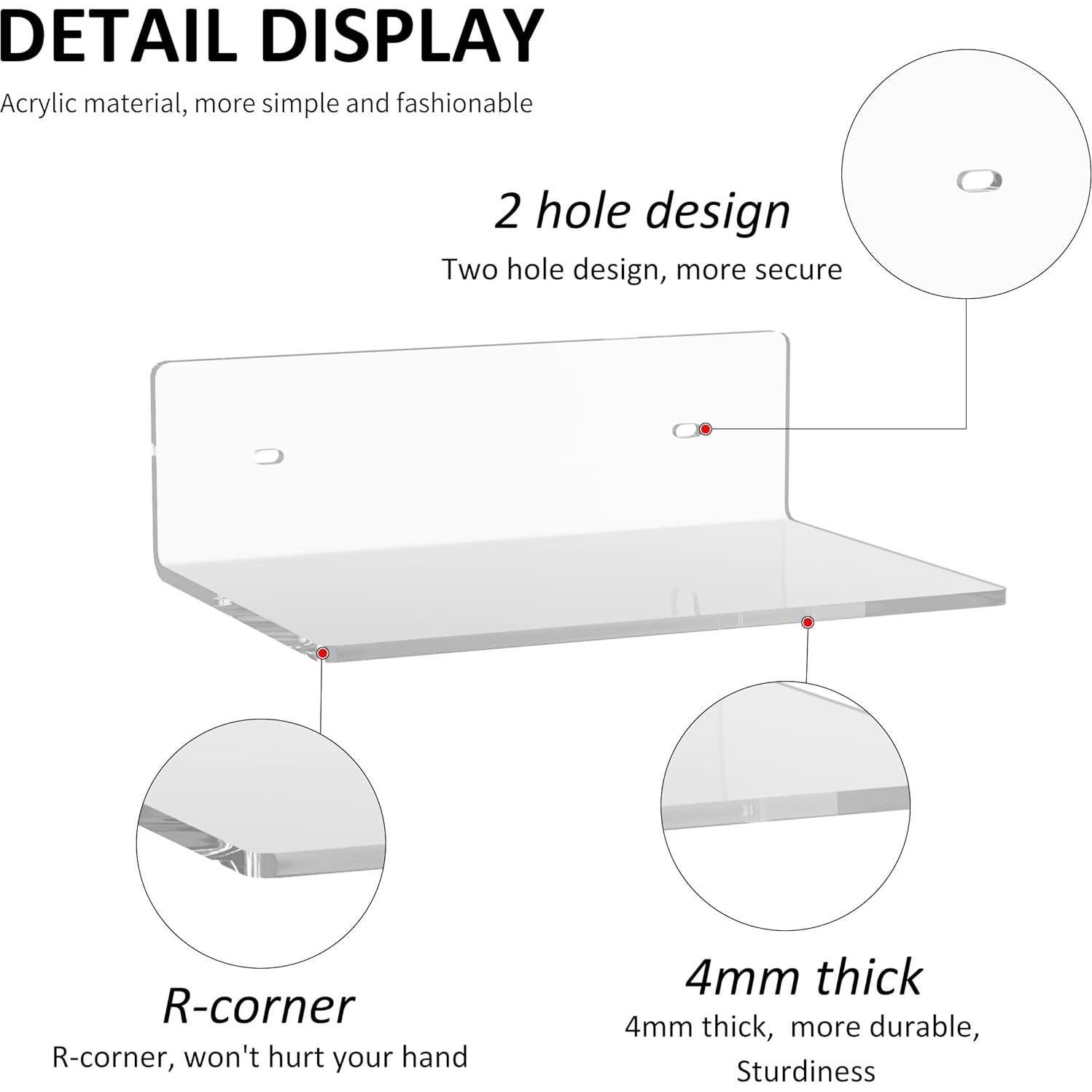 Estantes Flotantes de Acrílico Sezanrpt 9" (23 cm) - 2 Piezas
