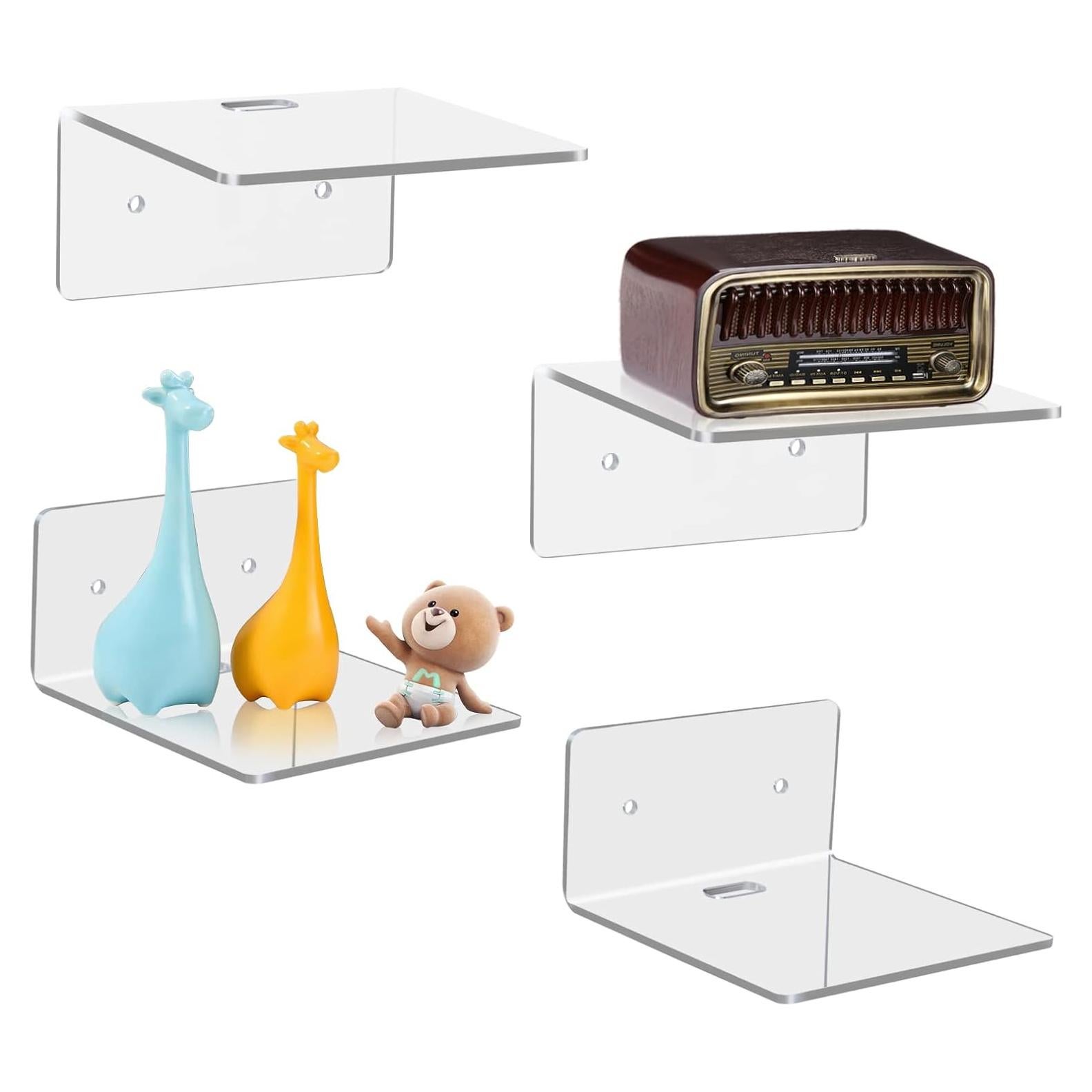 Estantes de pared pequeños Bolidery 4 unidades acrílico 10.16x9.91 cm