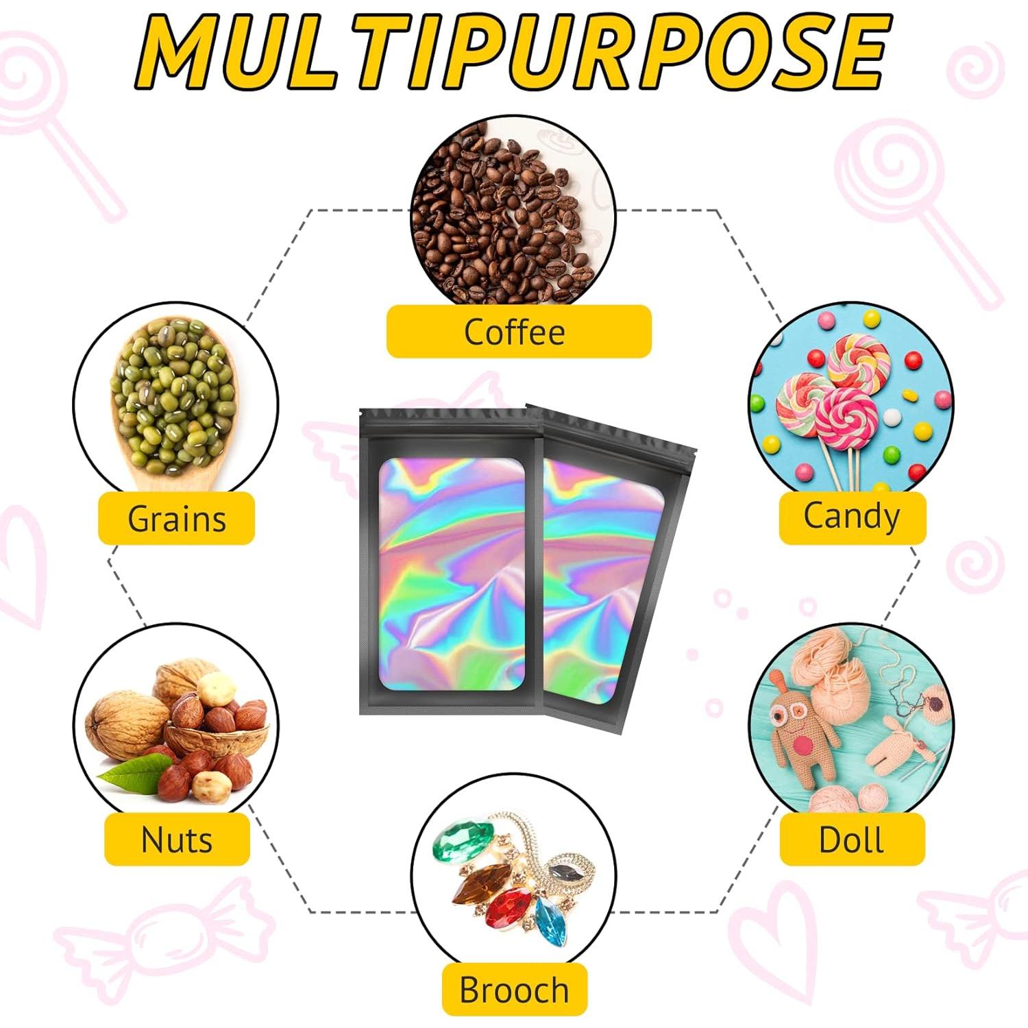 100 Bolsas Holográficas TIFICAL 6.1x9.9cm Reutilizables