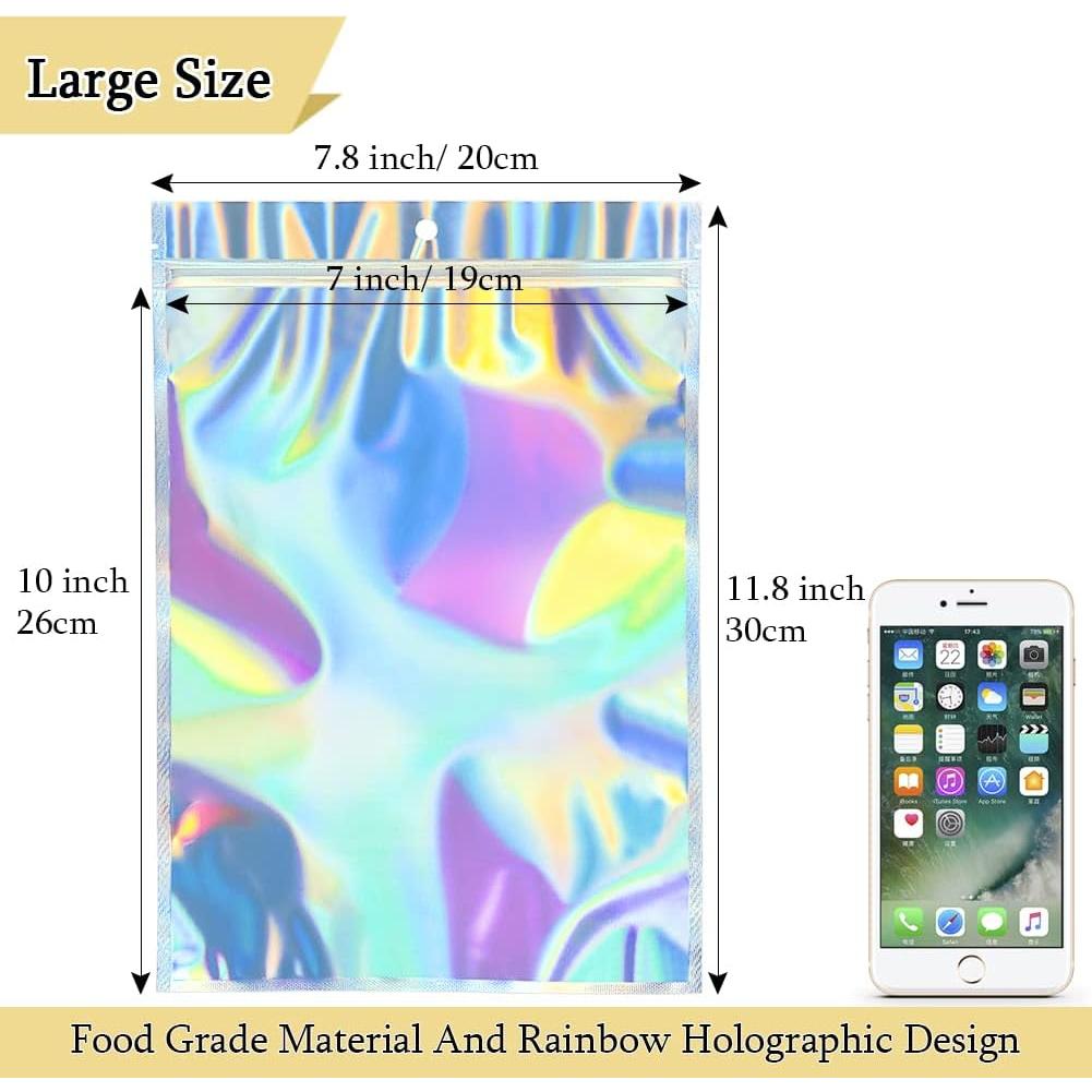 50 Bolsas Holográficas Reutilizables 20x30 cm HRX Package