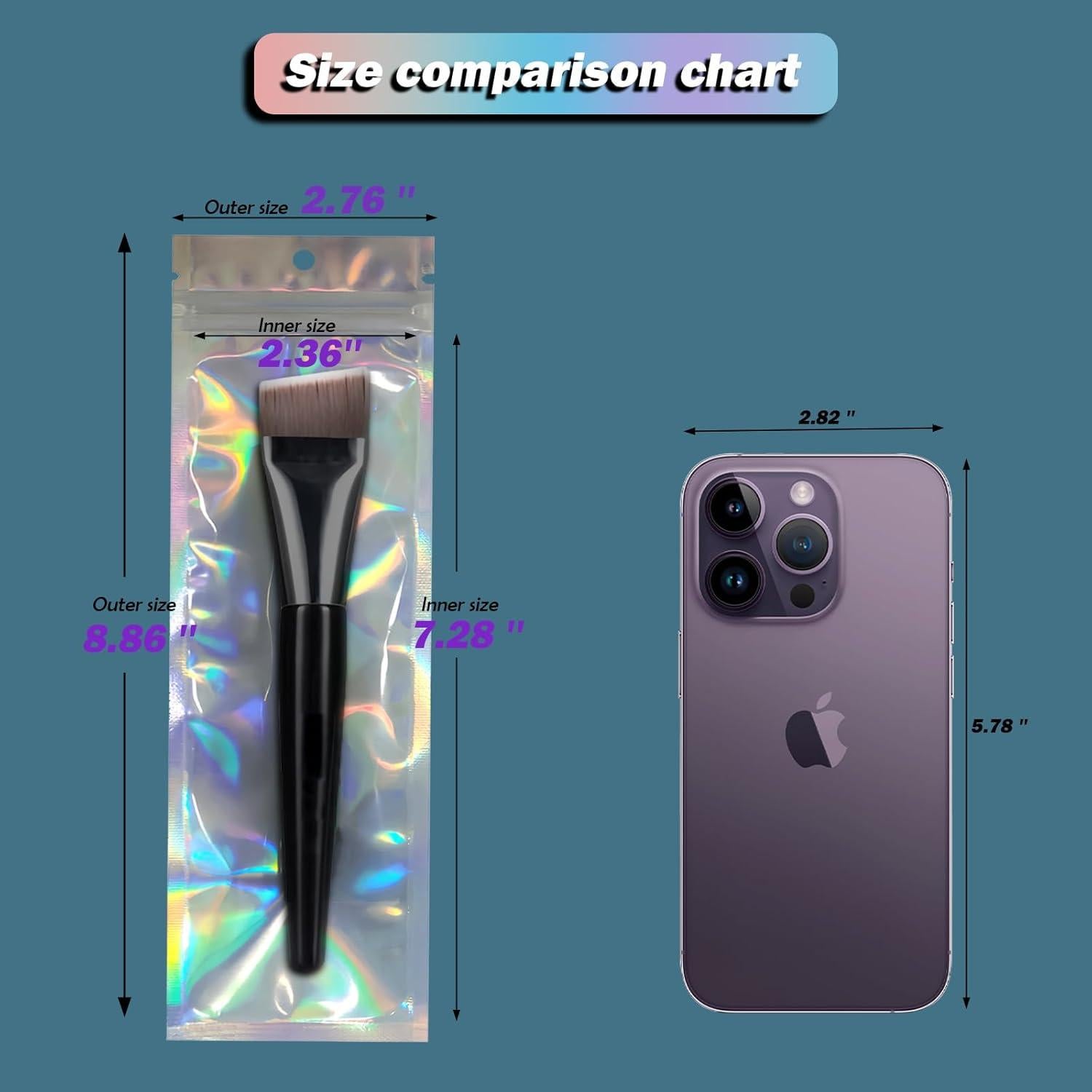 100 Bolsas Holográficas Resellables Motomy 6.1x22.86 cm