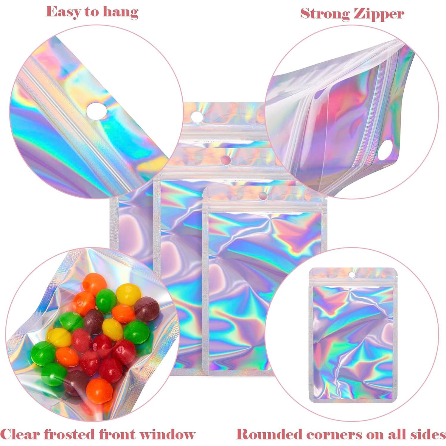 300 Bolsas Mylar Holográficas Resellables Funnyleaf 3 Tamaños