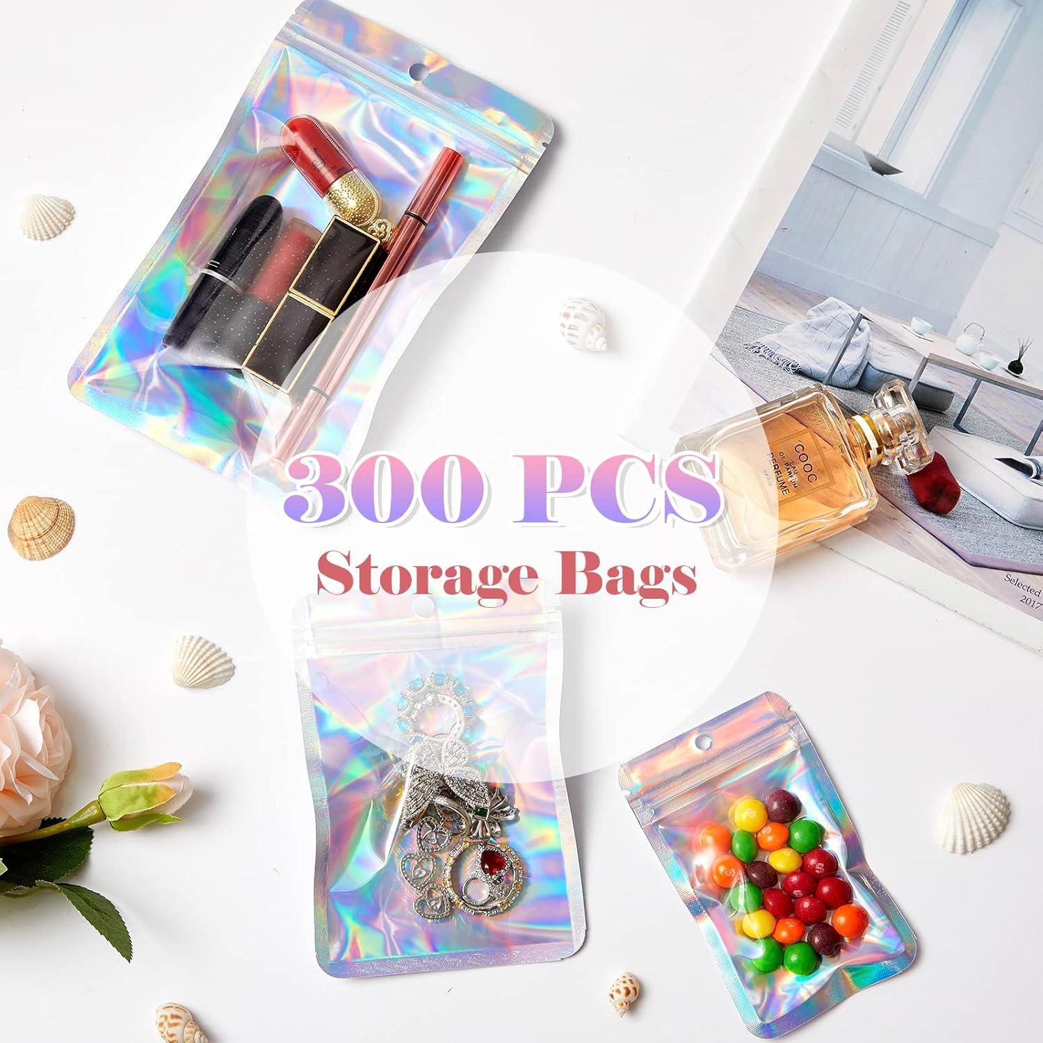 300 Bolsas Mylar Holográficas Resellables Funnyleaf 3 Tamaños