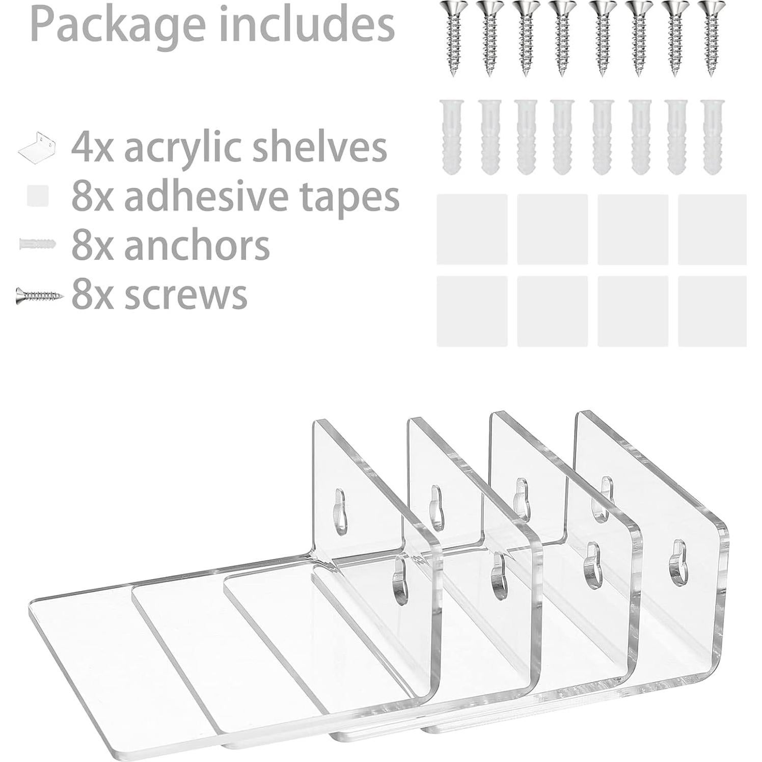 Estantes Flotantes de Acrílico LUOBAO 4 Piezas 9.9 cm