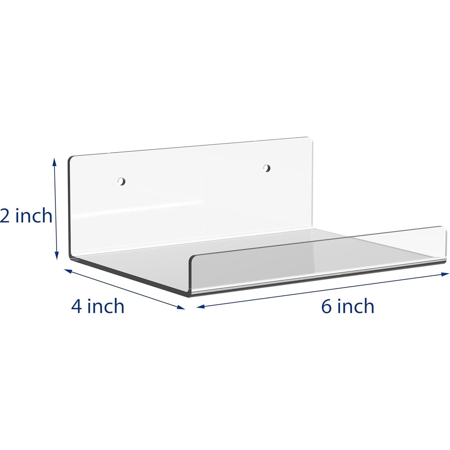 Estantes de Acrílico JDEA Montados en Pared 15.24 cm - 2 Unidades