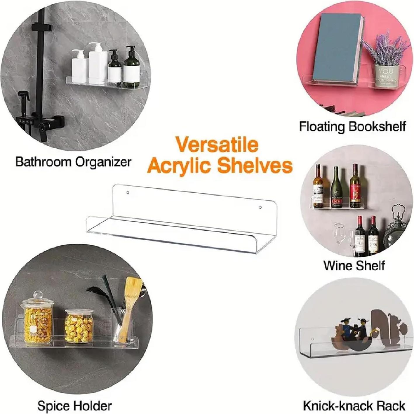 Estantes de Acrílico JDEA Montados en Pared 15.24 cm - 2 Unidades