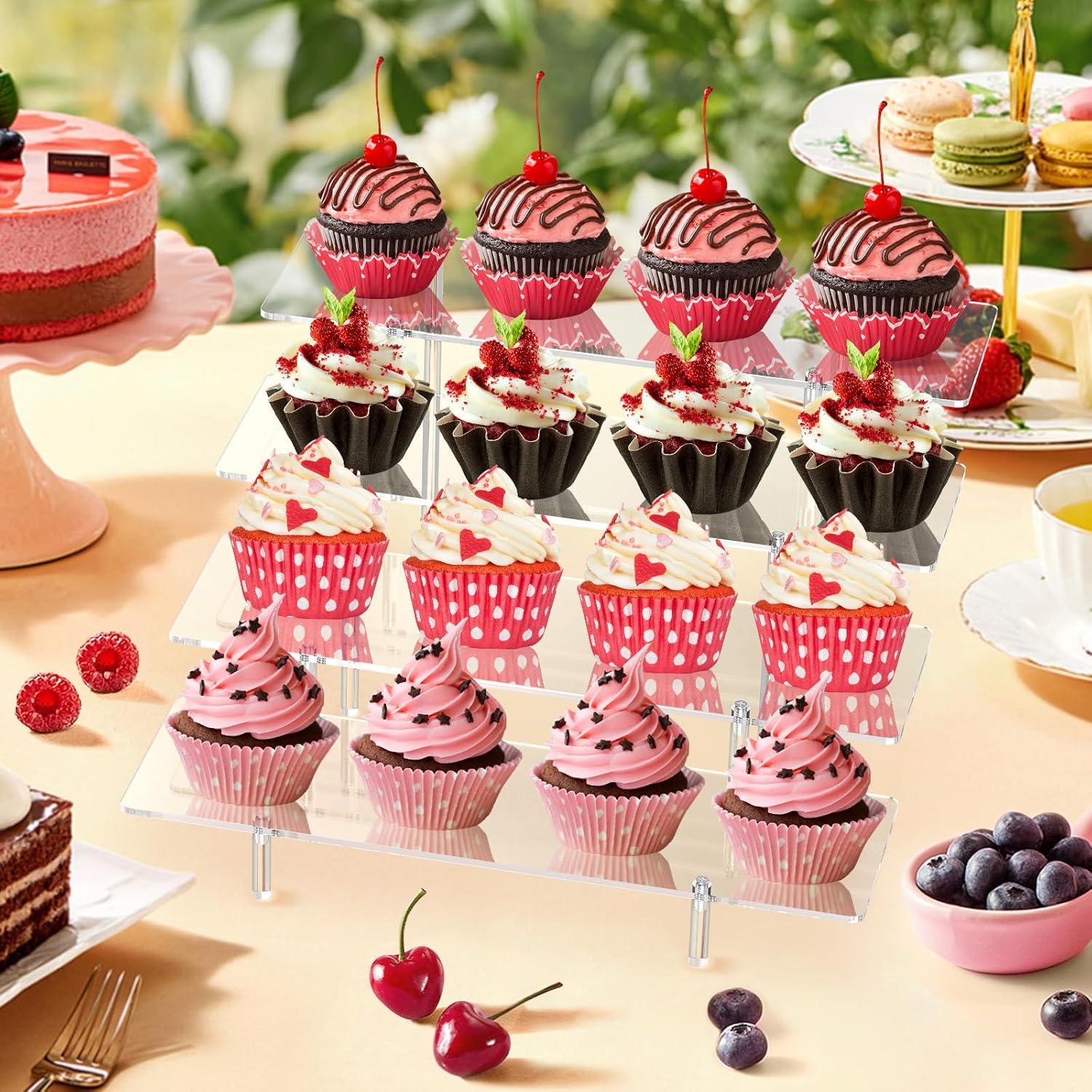 Soporte de exhibición acrílico CHONOVO 4 niveles 30x8 cm