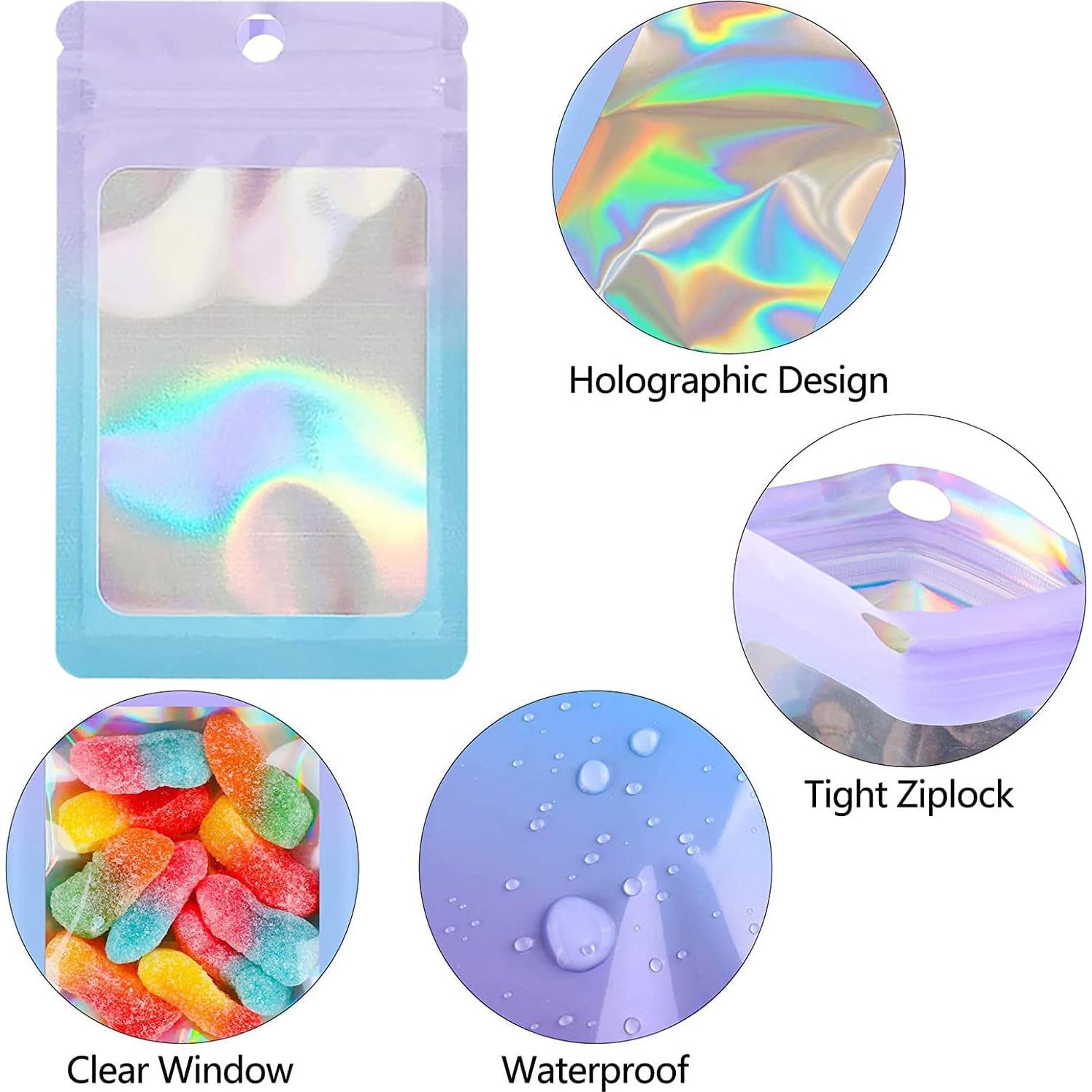 100 Bolsas Holográficas Reutilizables 13.7x19.6 cm ROSSENZURA