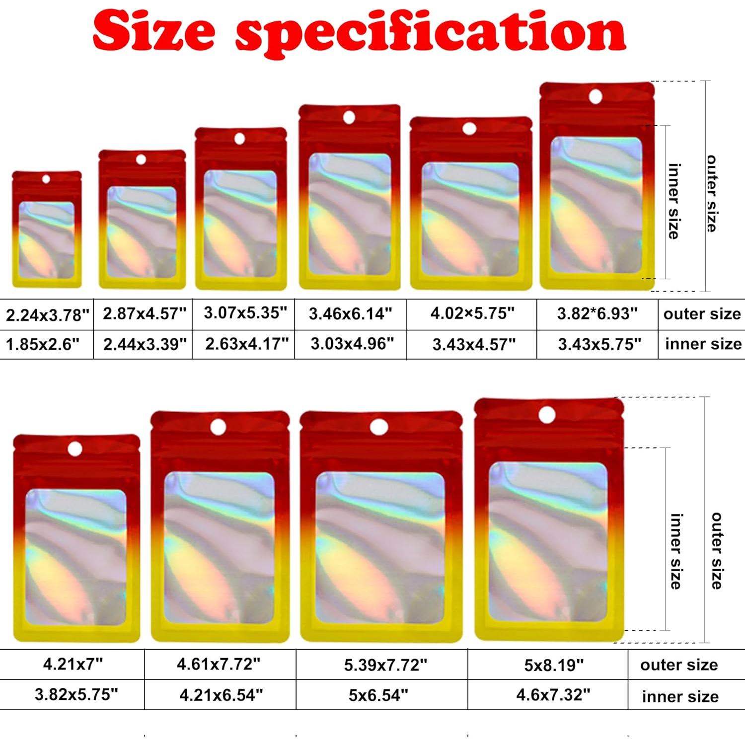 100 Bolsas Holográficas Reutilizables 13.7x19.6 cm ROSSENZURA