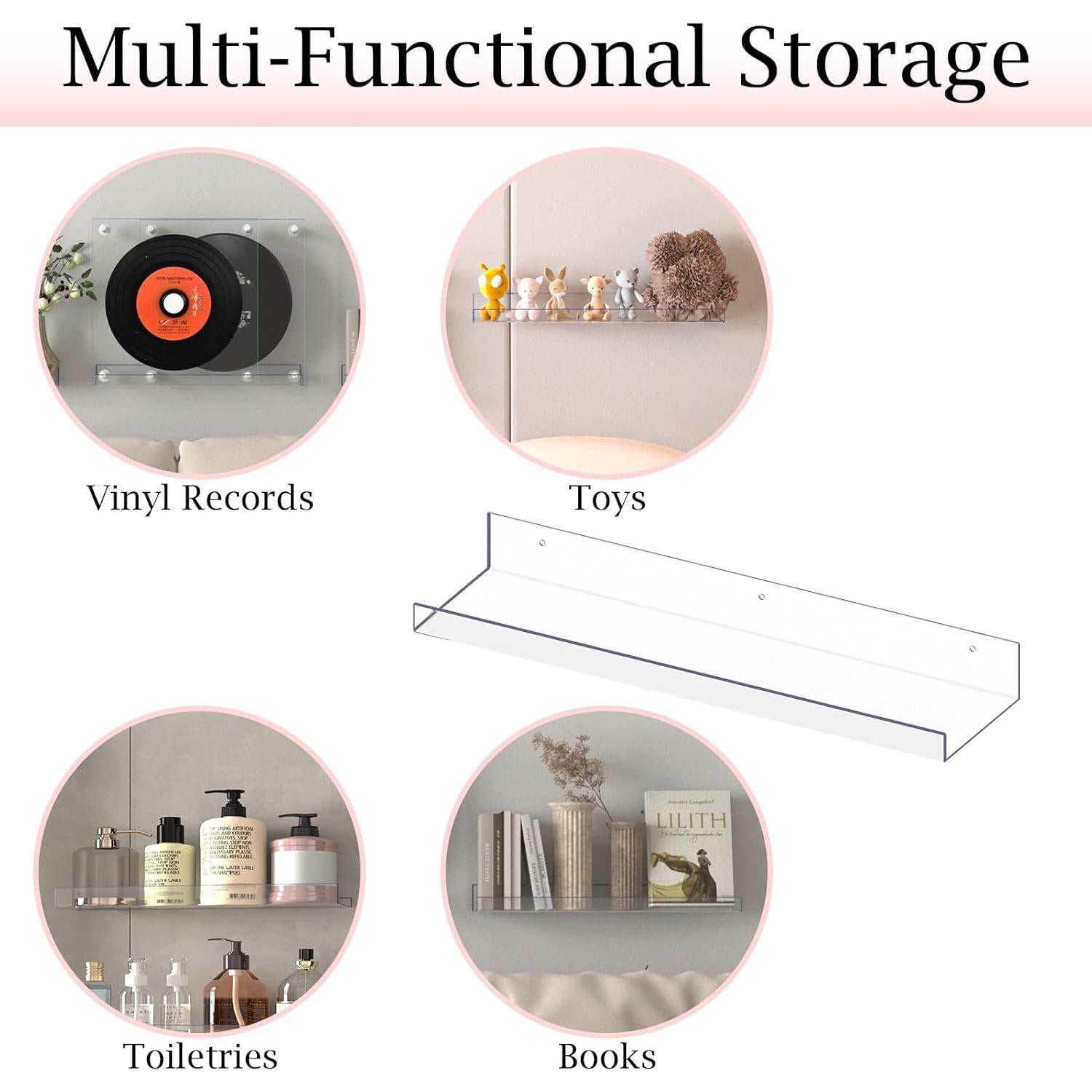 Estantes Flotantes Acrílicos MEBRUDY 5 Paquetes 38.1x10.2 cm