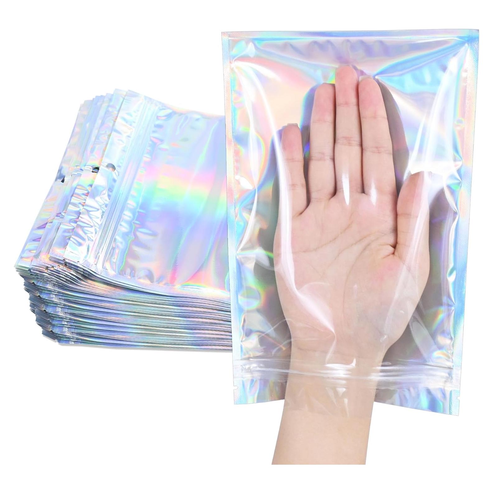 Paquete de 100 Bolsas Holográficas Reutilizables Soulake 7.6x12.2 cm