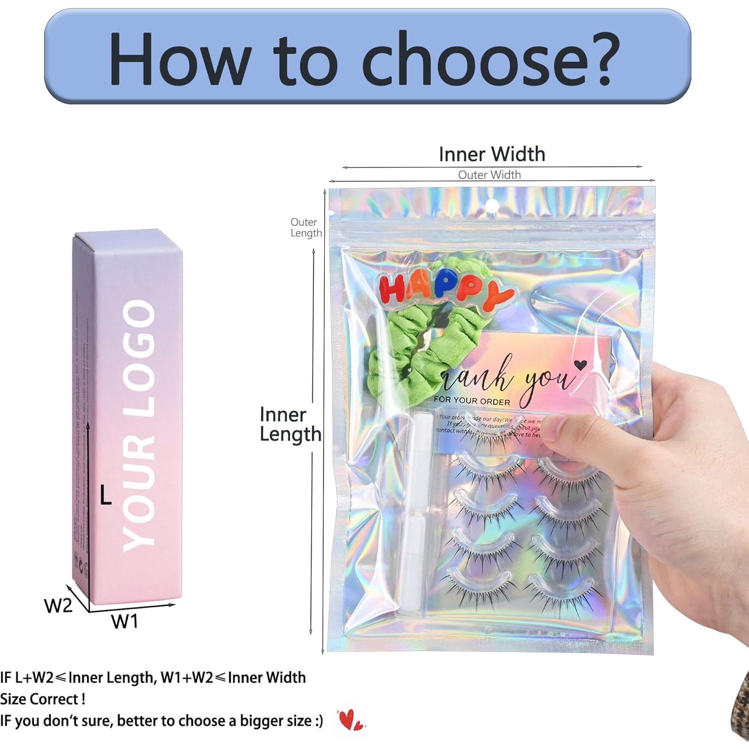 Paquete de 100 Bolsas Holográficas Reutilizables Soulake 7.6x12.2 cm