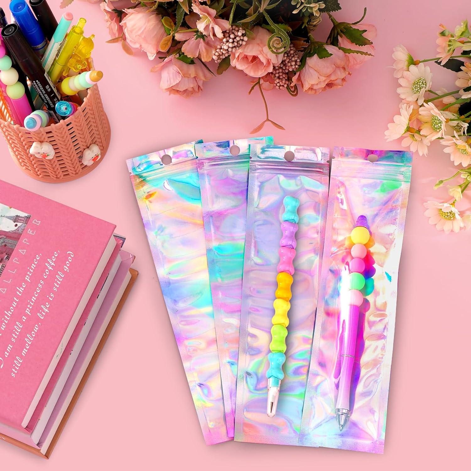 Bolsas Holográficas Re sellables FUNFERY 100 Unidades 6.86x22.86 cm