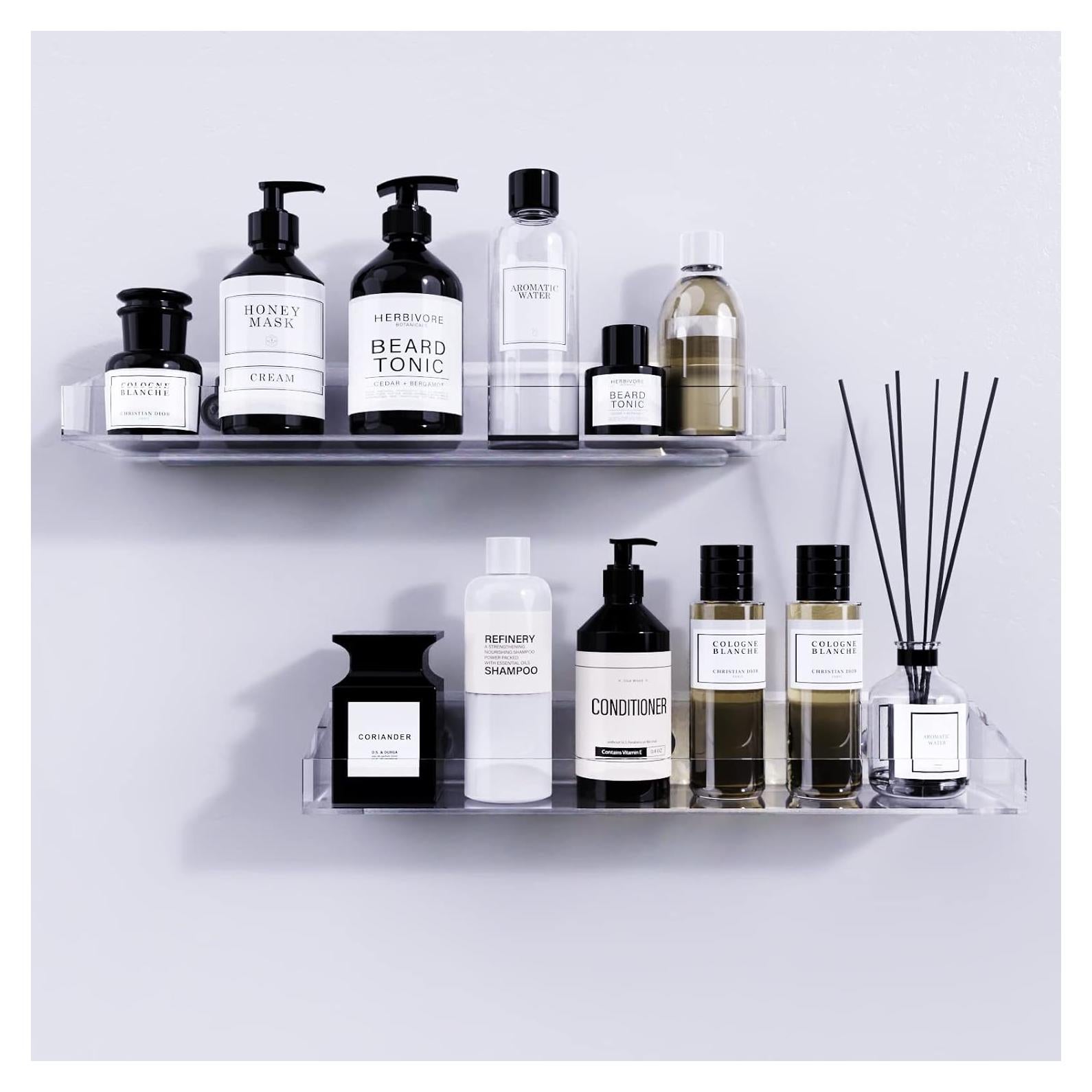 Estantes de Ducha Bakzon de Acrílico Transparente - 2 Piezas