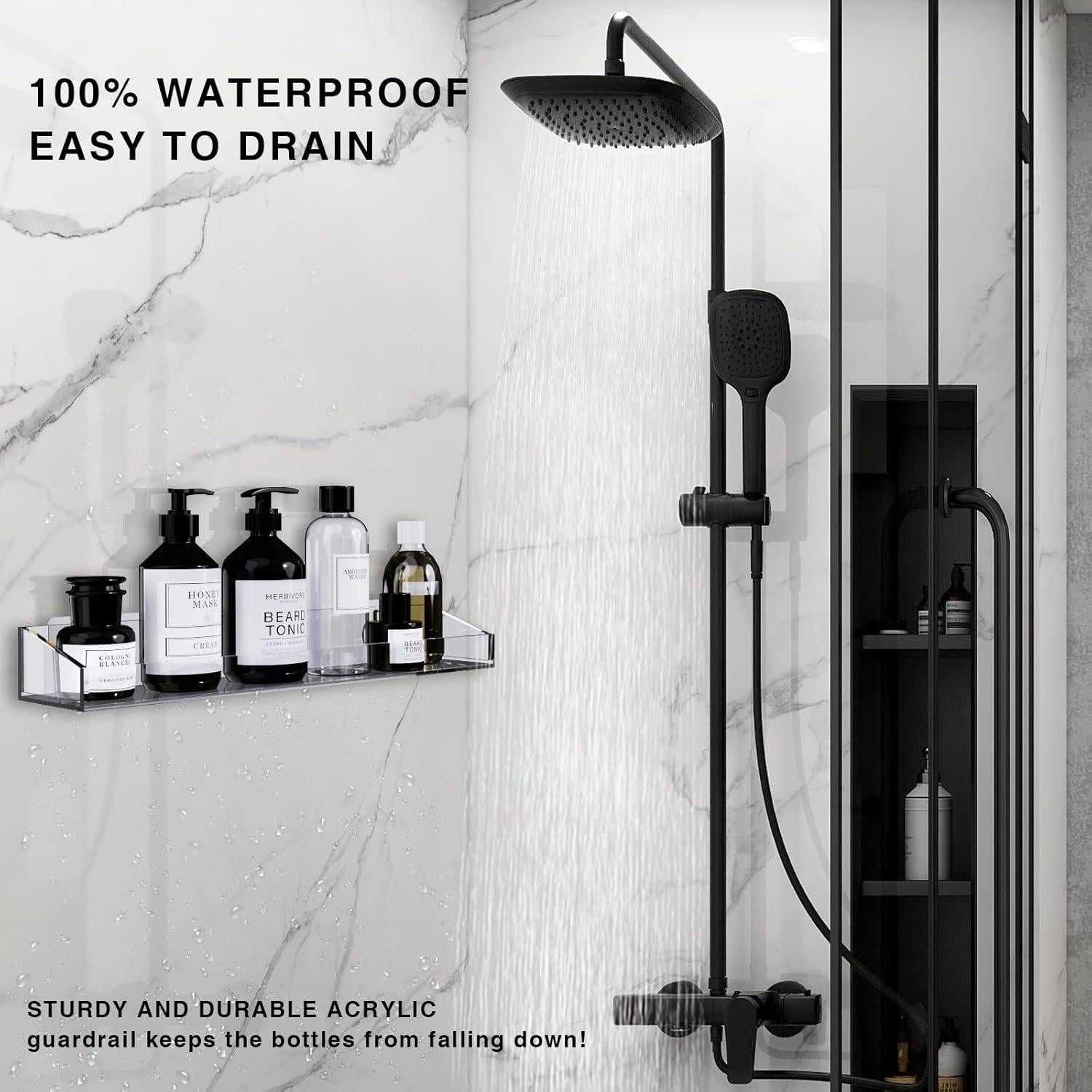 Estantes de Ducha Bakzon de Acrílico Transparente - 2 Piezas