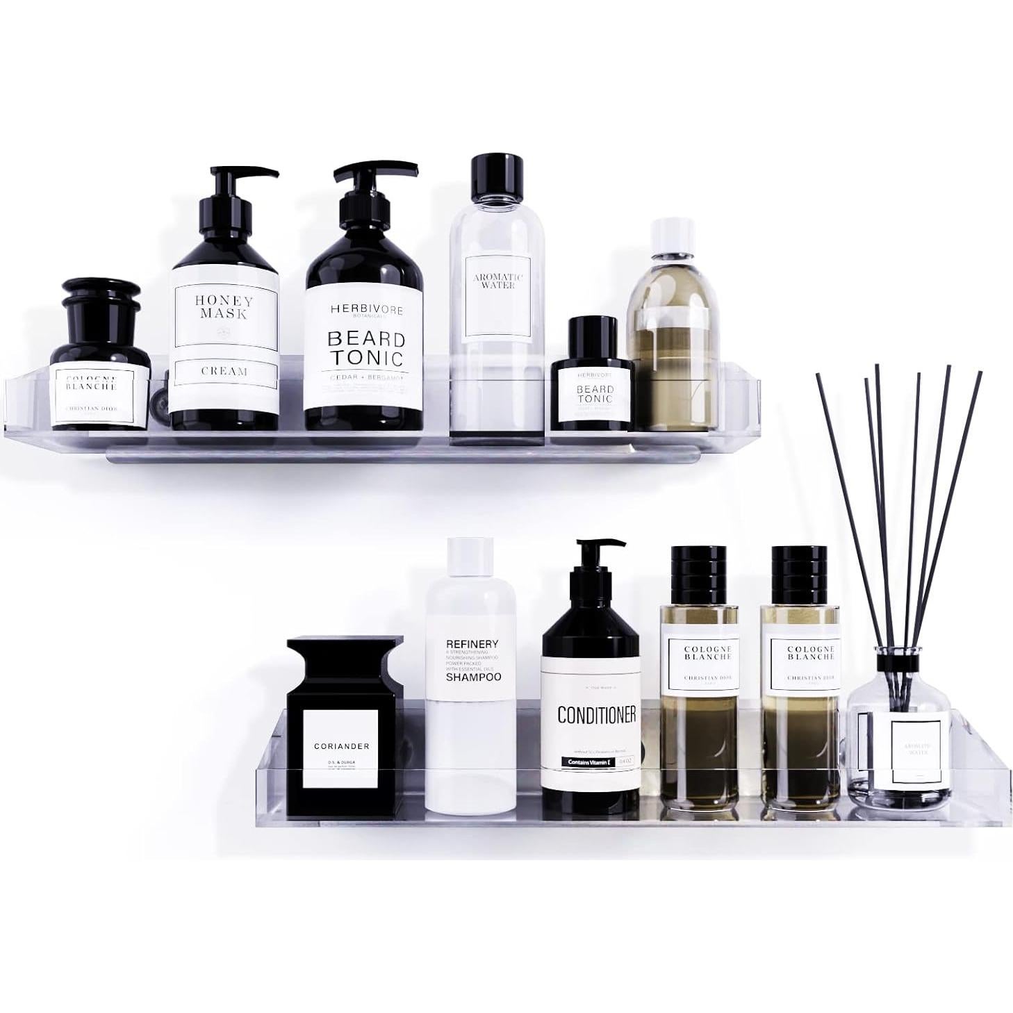 Estantes de Ducha Bakzon de Acrílico Transparente - 2 Piezas