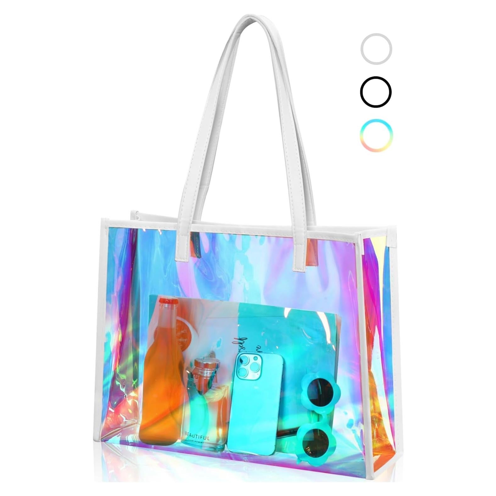 Bolsa Tote Transparente Holográfica Aliceset 38x28x11cm