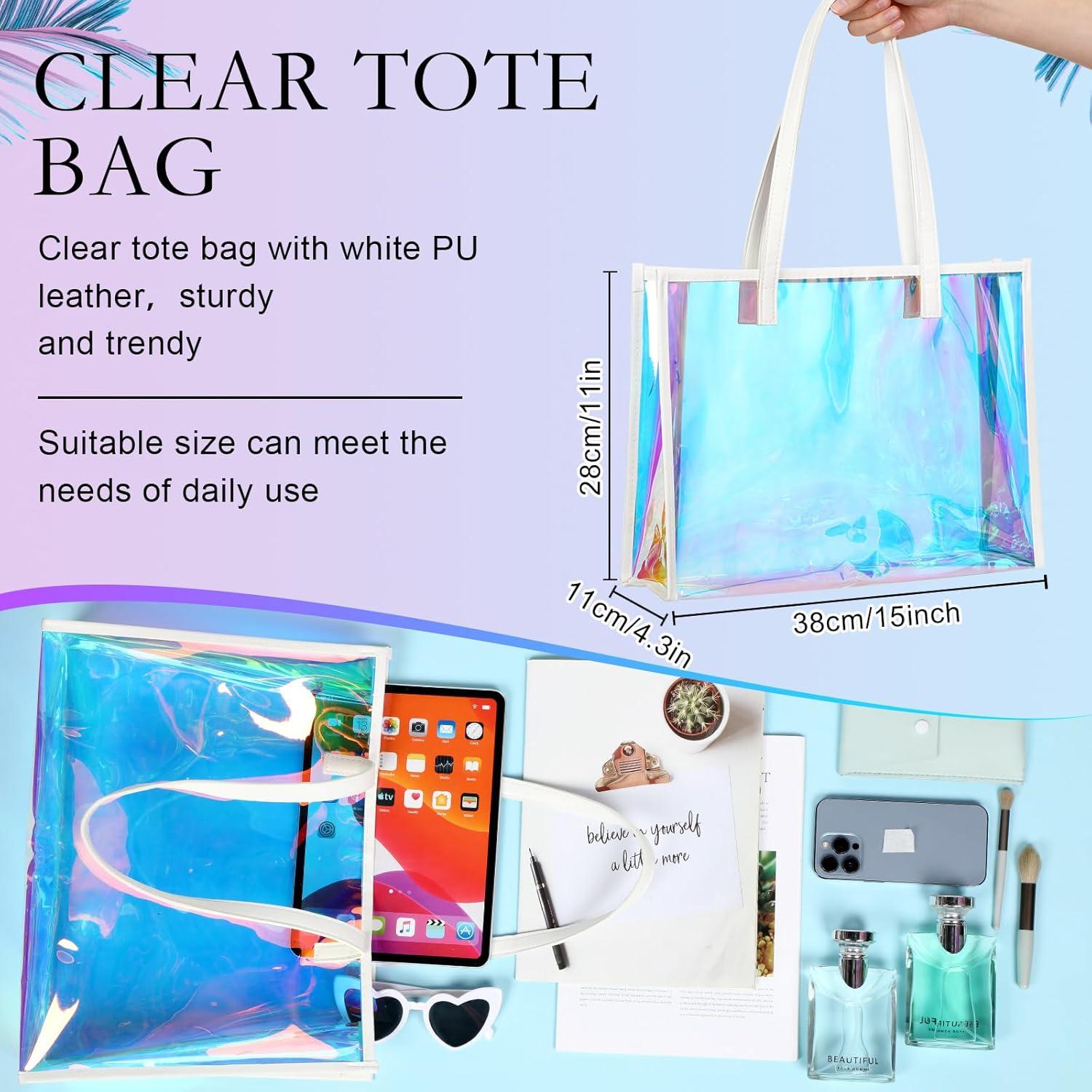 Bolsa Tote Transparente Holográfica Aliceset 38x28x11cm