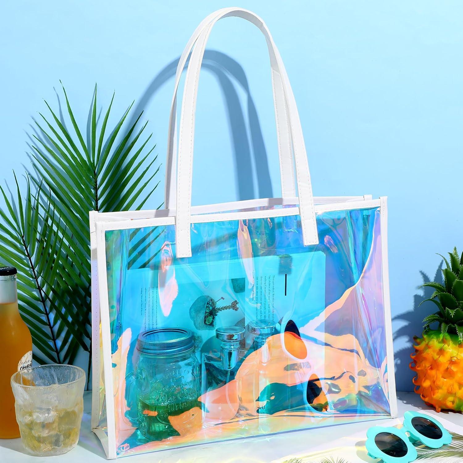 Bolsa Tote Transparente Holográfica Aliceset 38x28x11cm