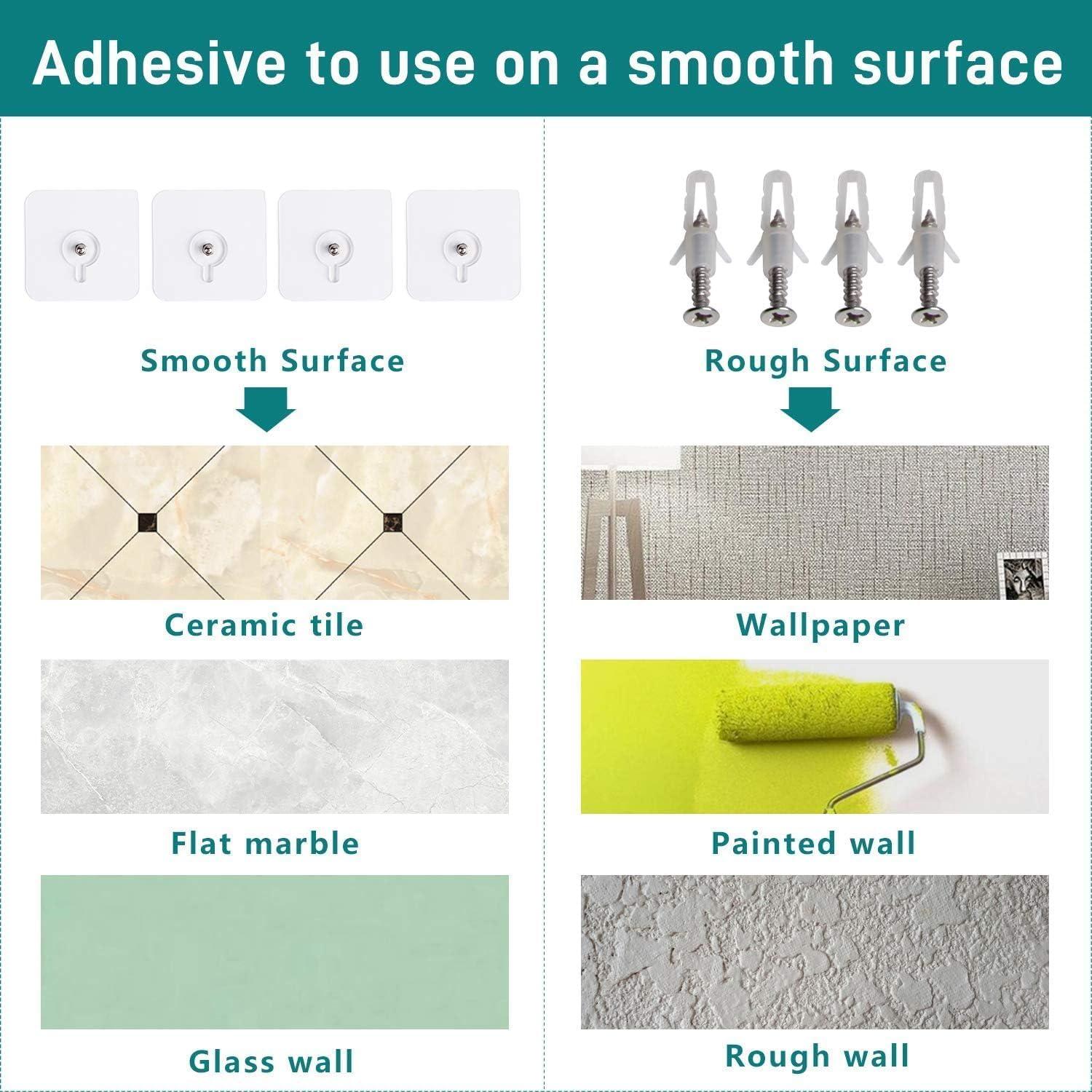 Vdomus Set of 2 Acrylic Bathroom Shelves - 15"x4" Clear Floating Wall Shelf for Storage and Display Transparent No-Drill Shower Organizer, Modern Bathroom Wall Rack