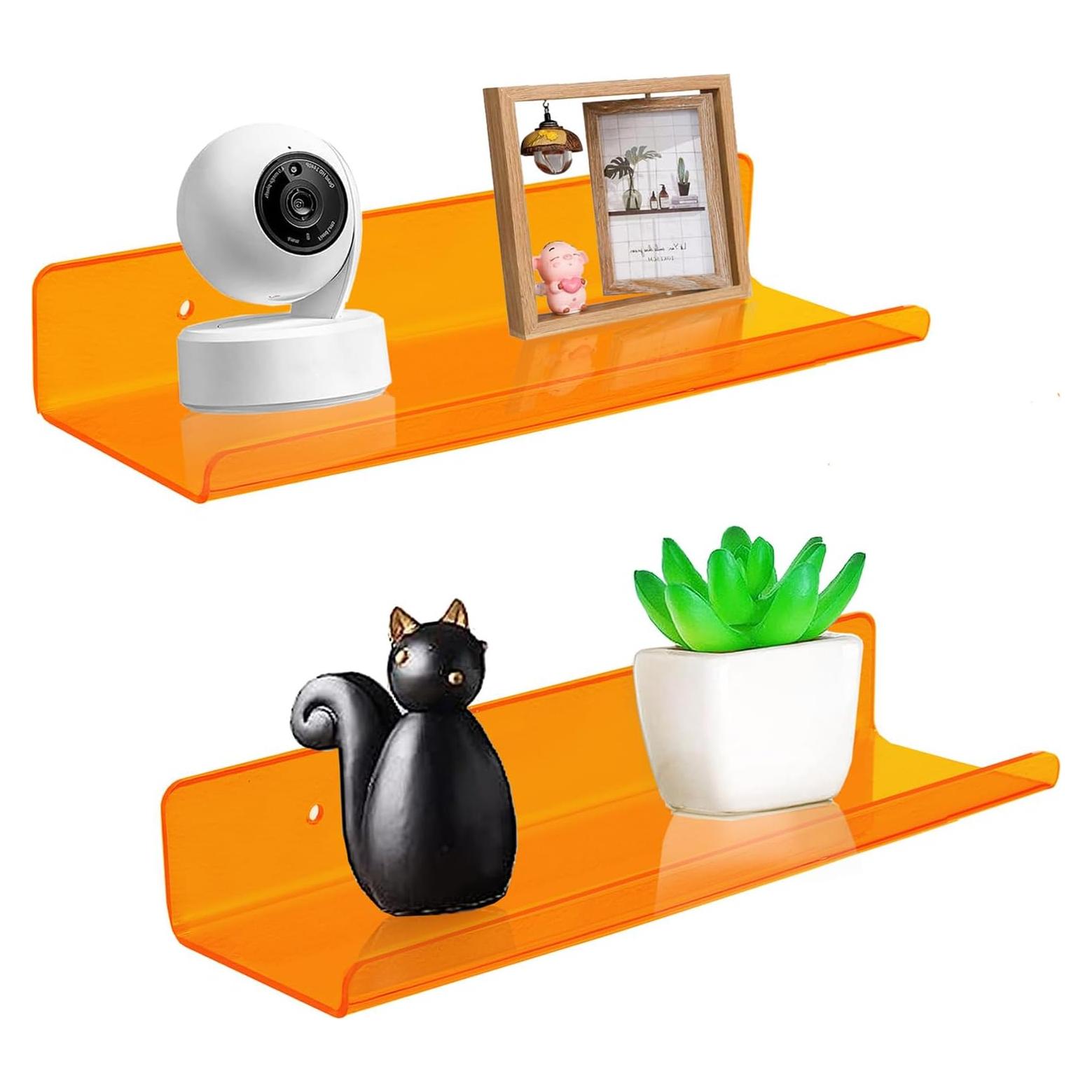 Estanterías Flotantes Acrílicas ROYALITA Juego de 2 Naranja 30.48cm