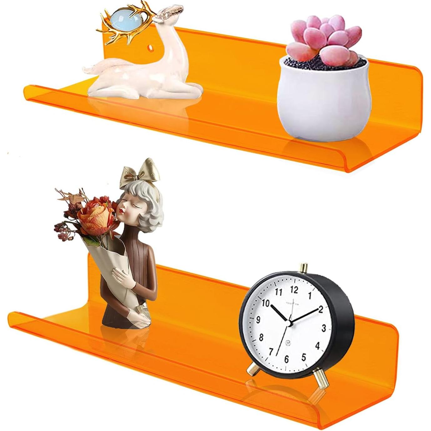 Estanterías Flotantes Acrílicas ROYALITA Juego de 2 Naranja 30.48cm