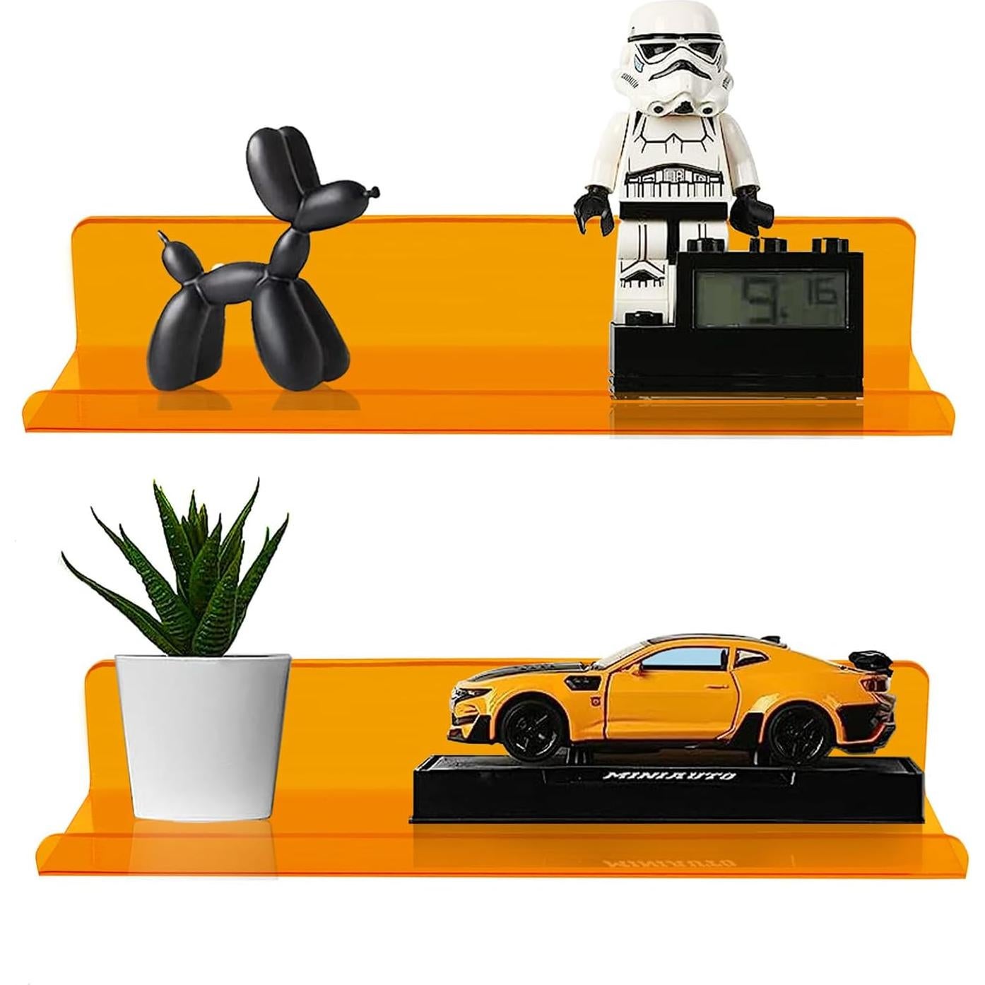 Estanterías Flotantes Acrílicas ROYALITA Juego de 2 Naranja 30.48cm