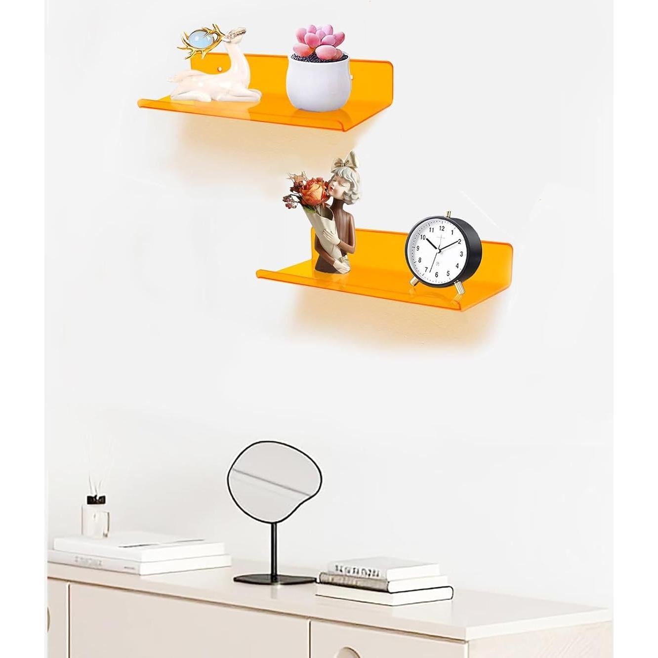 Estanterías Flotantes Acrílicas ROYALITA Juego de 2 Naranja 30.48cm