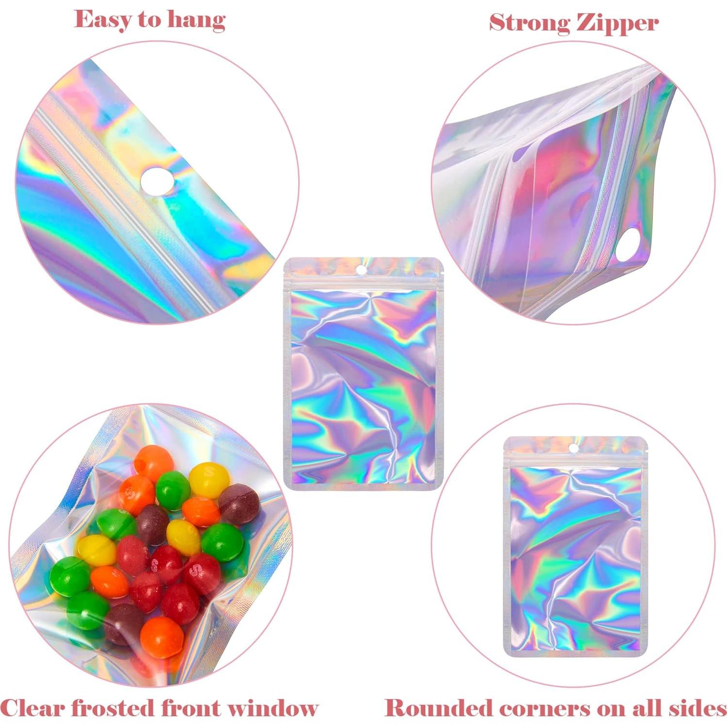 100 Bolsas Holográficas Mylar Funnyleaf 7.49x11.99 cm