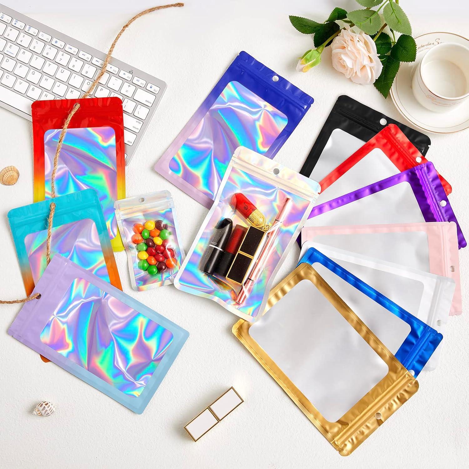 100 Bolsas Holográficas Mylar Funnyleaf 7.49x11.99 cm