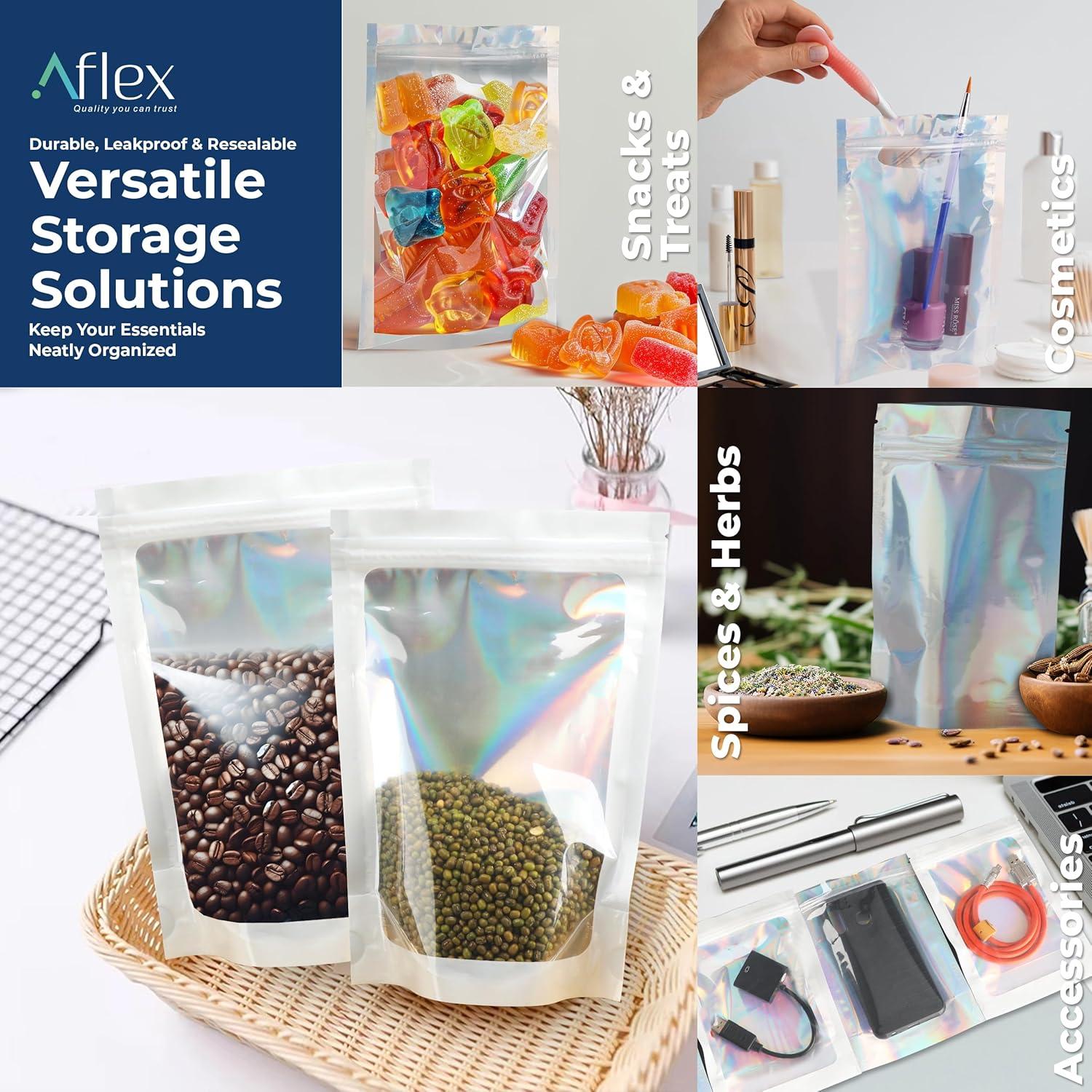 Bolsas Mylar Reutilizables AFLEX 100 Unidades 10x15 cm Holográficas