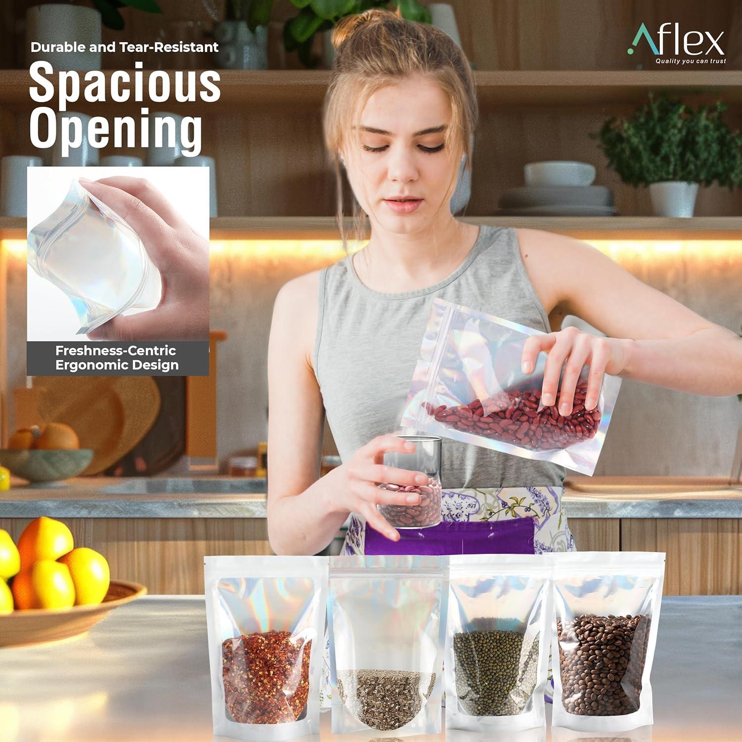 Bolsas Mylar Reutilizables AFLEX 100 Unidades 10x15 cm Holográficas