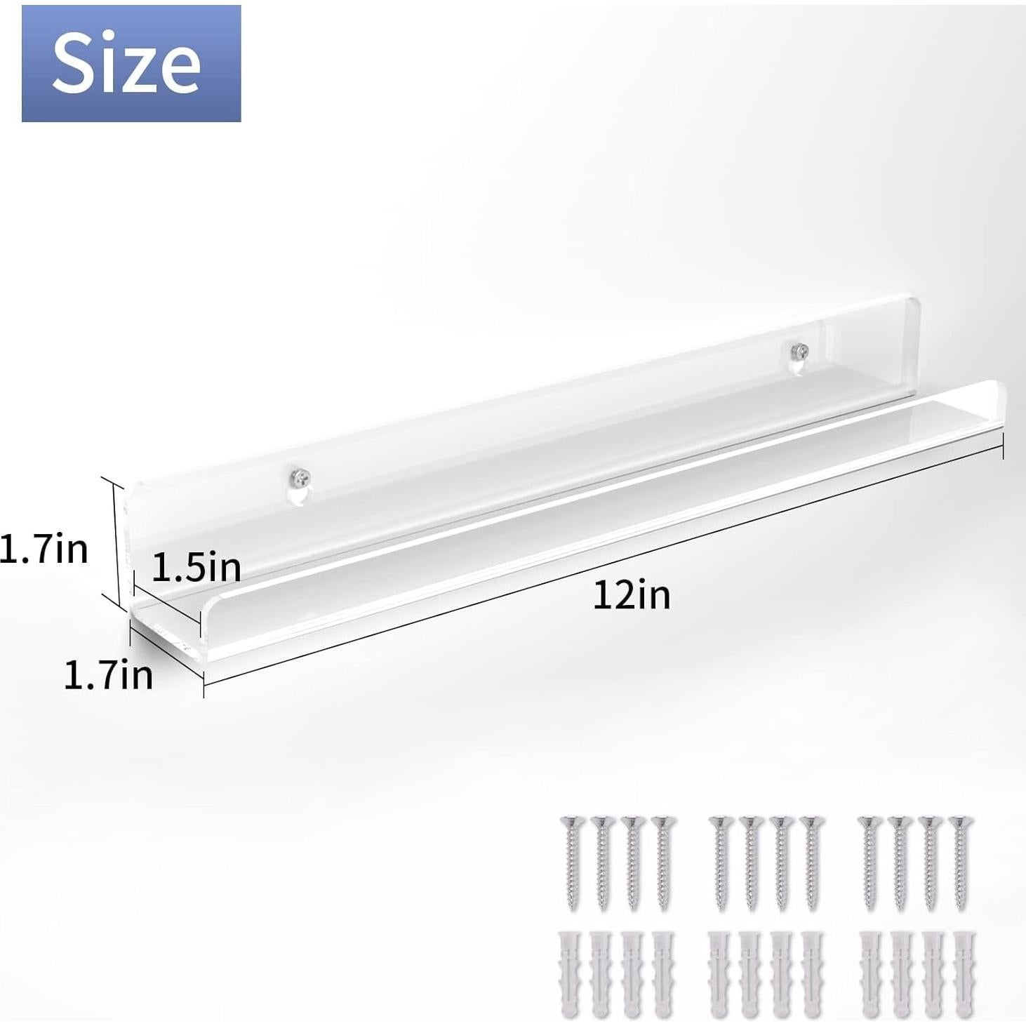 Estante de Pared Acrílico Transparente Laurensory 30 cm - Paquete de 6