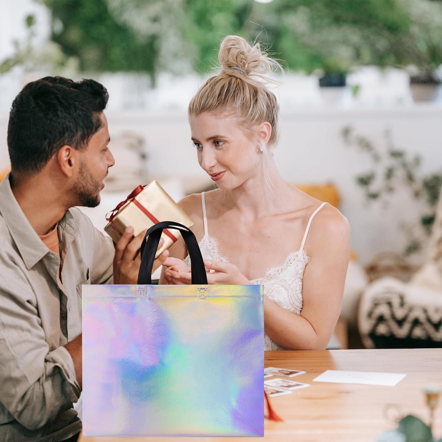 Bolsas de Regalo Iridiscentes Reutilizables Cabzymx 15 Pcs 32x12x28cm