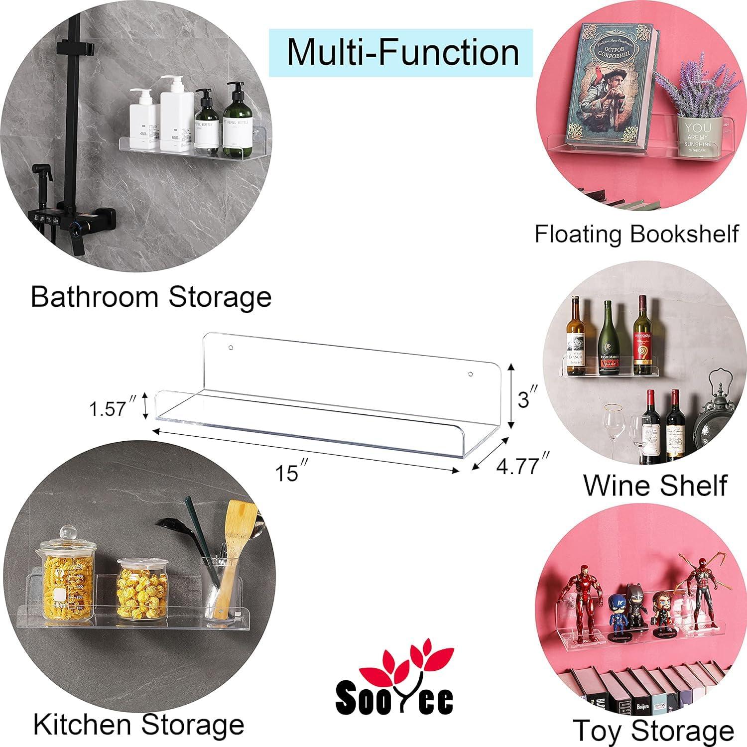 Estantes Flotantes Acrílicos Sooyee 15 Pulgadas - Paquete de 6
