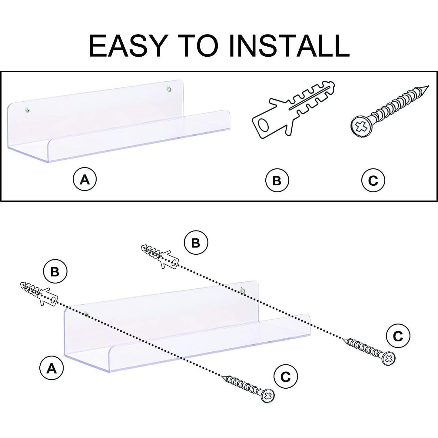 Estantes Flotantes Acrílicos Sooyee 15 Pulgadas - Paquete de 6